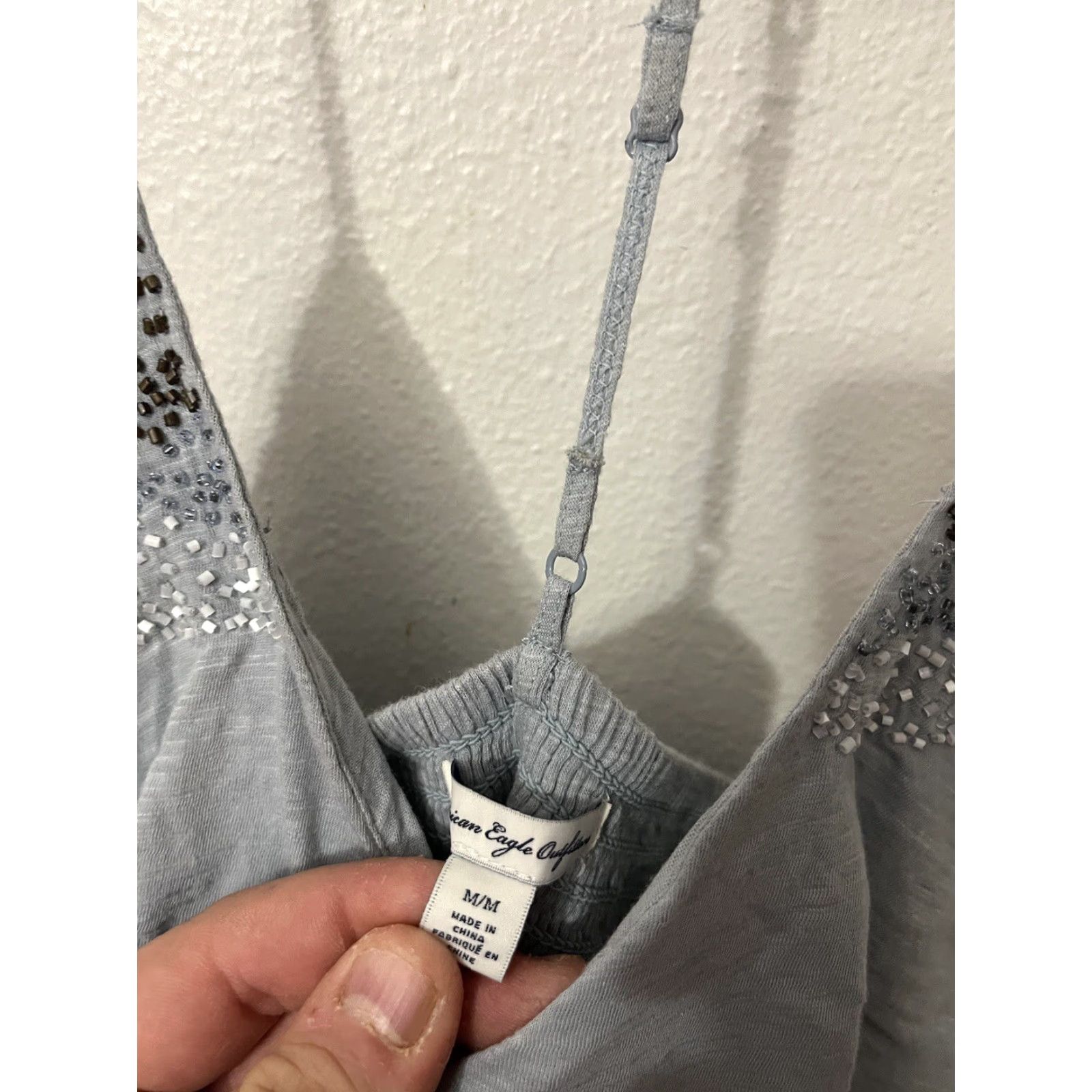 American Eagle Outfitters Women’s American Eagle Top Tank Spaghetti Strap Sleeveless Blouse Size M Gray Size M / US 6-8 / IT 42-44 - 2 Thumbnail