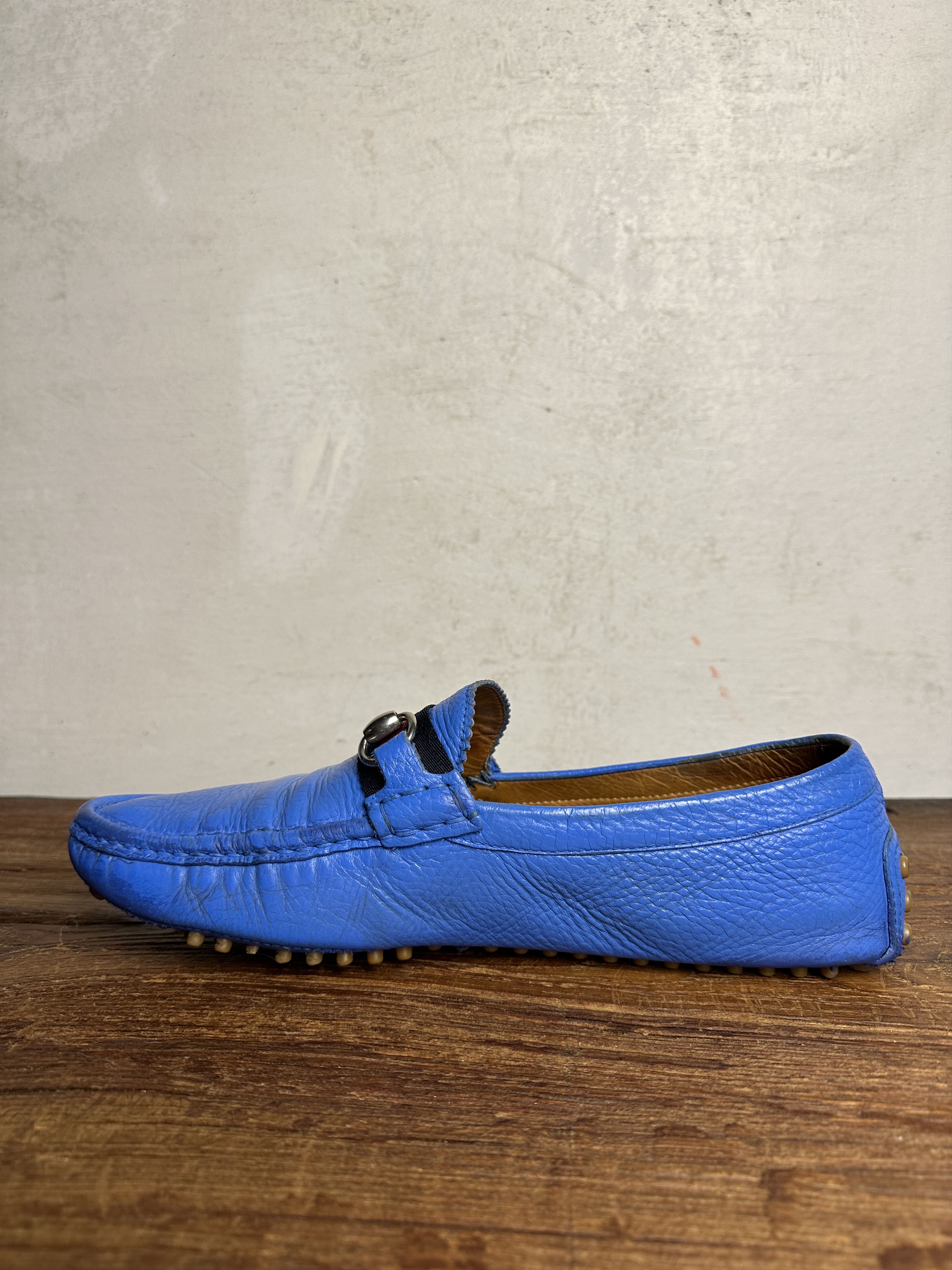 Gucci GUCCI BLUE LEATHER MOCCASINS Size US 9 / EU 42 - 7 Thumbnail