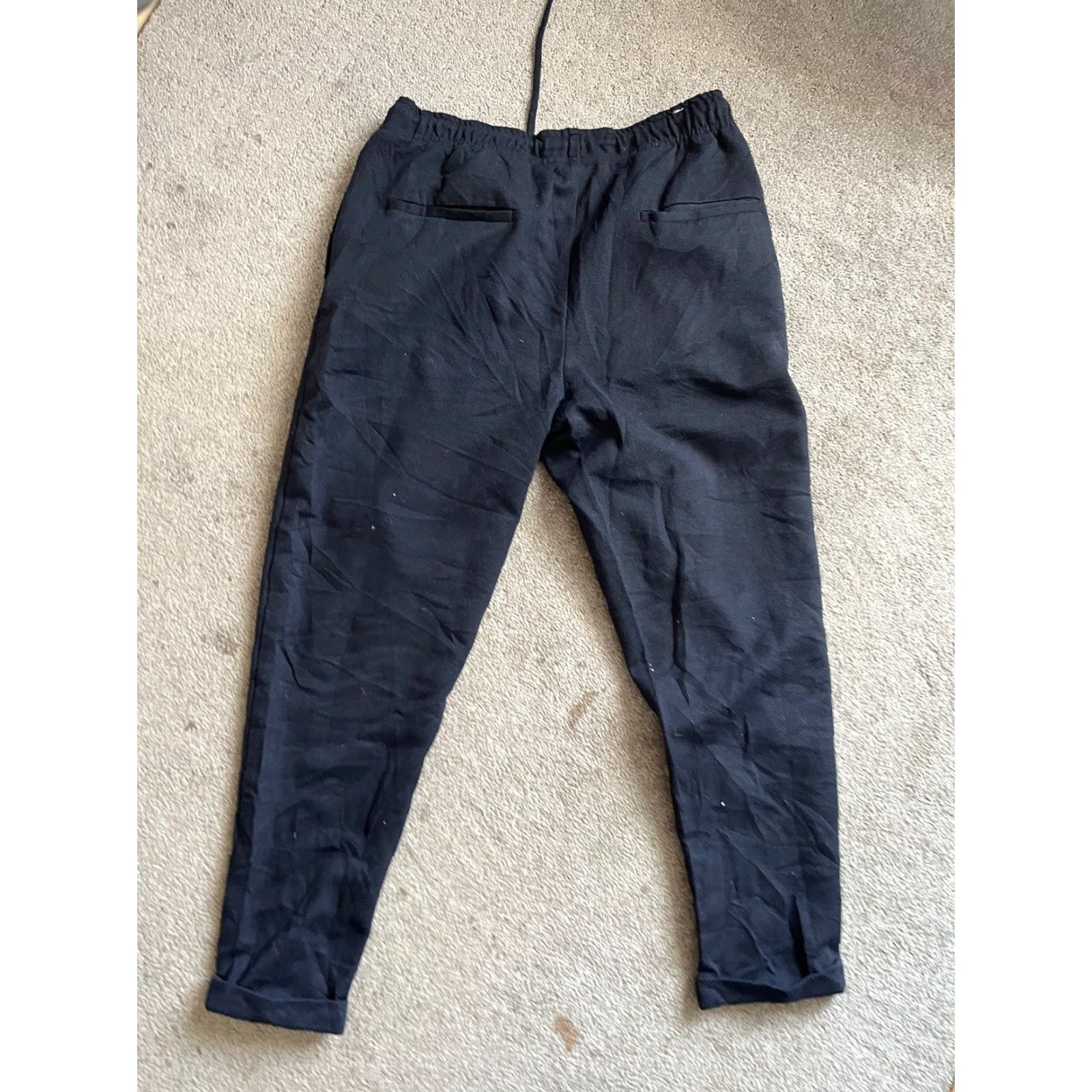 Zara ZARA Womens Large Drawstring Tapered Leg Soft Pants Navy Blue Ergonomic Fit Style Pants Mens? Size 36" / US 14 / IT 50 - 3 Thumbnail