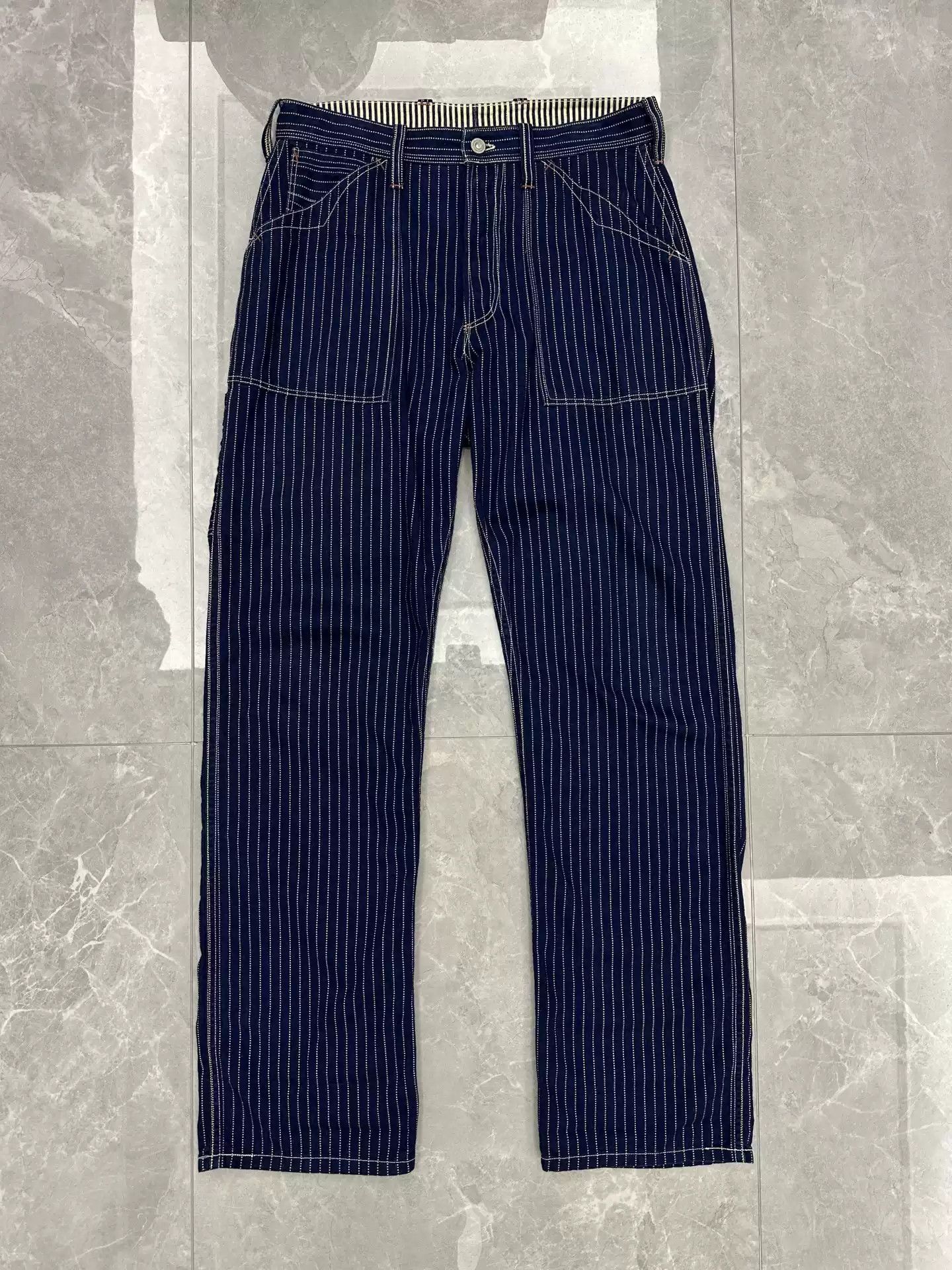 image of Freewheelers Blue Striped Discharge Striped Pants, Men's (Size 32)