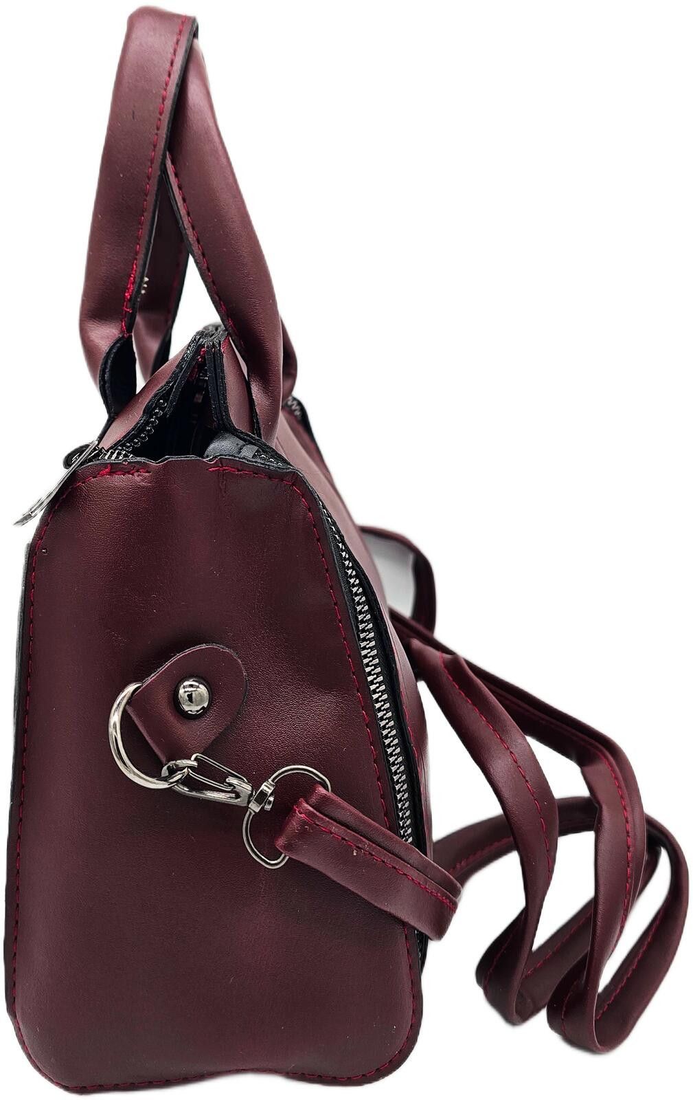 The Unbranded Brand Elegant Burgundy Faux Leather Handbag with Detachable Strap Size ONE SIZE - 6 Thumbnail