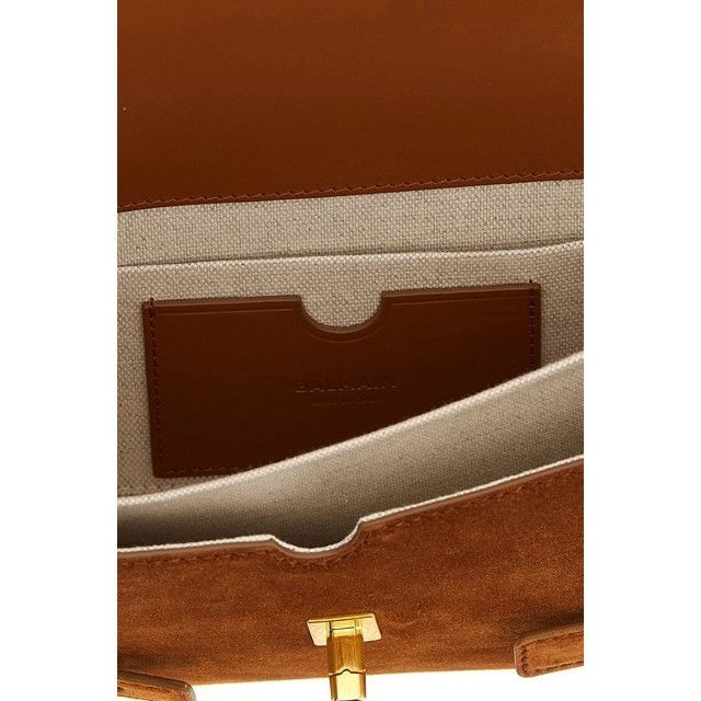 Balmain BALMAIN B-Buzz 24 Brown Suede Shoulder Bag New Size ONE SIZE - 4 Thumbnail