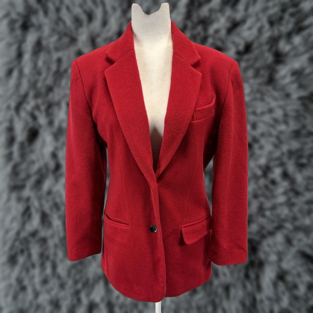 Gap VINTAGE Gap Women's Red Wool Blend Blazer Jacket Small 90s Size S / US 4 / IT 40 - 1 Thumbnail
