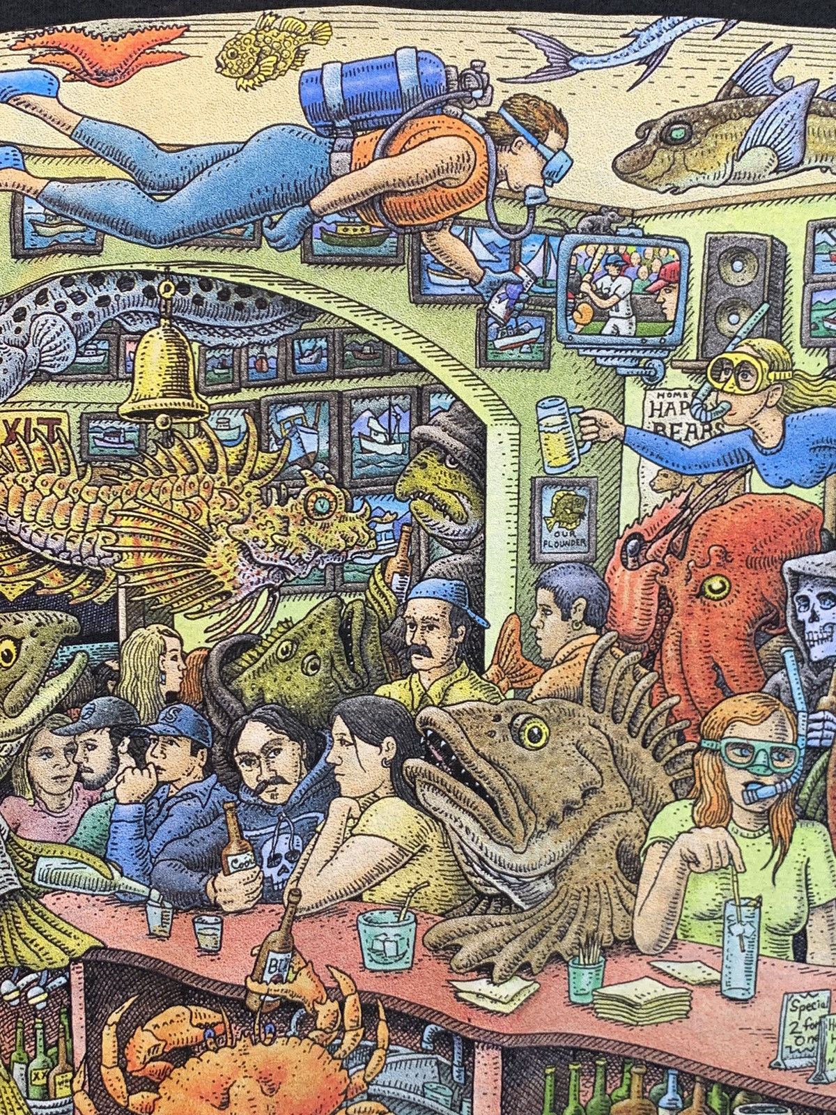 Other *RARE* Ray Troll Dive Bar Aquatic Art Print Nature T-Shirt L Size US L / EU 52-54 / 3 - 3 Thumbnail