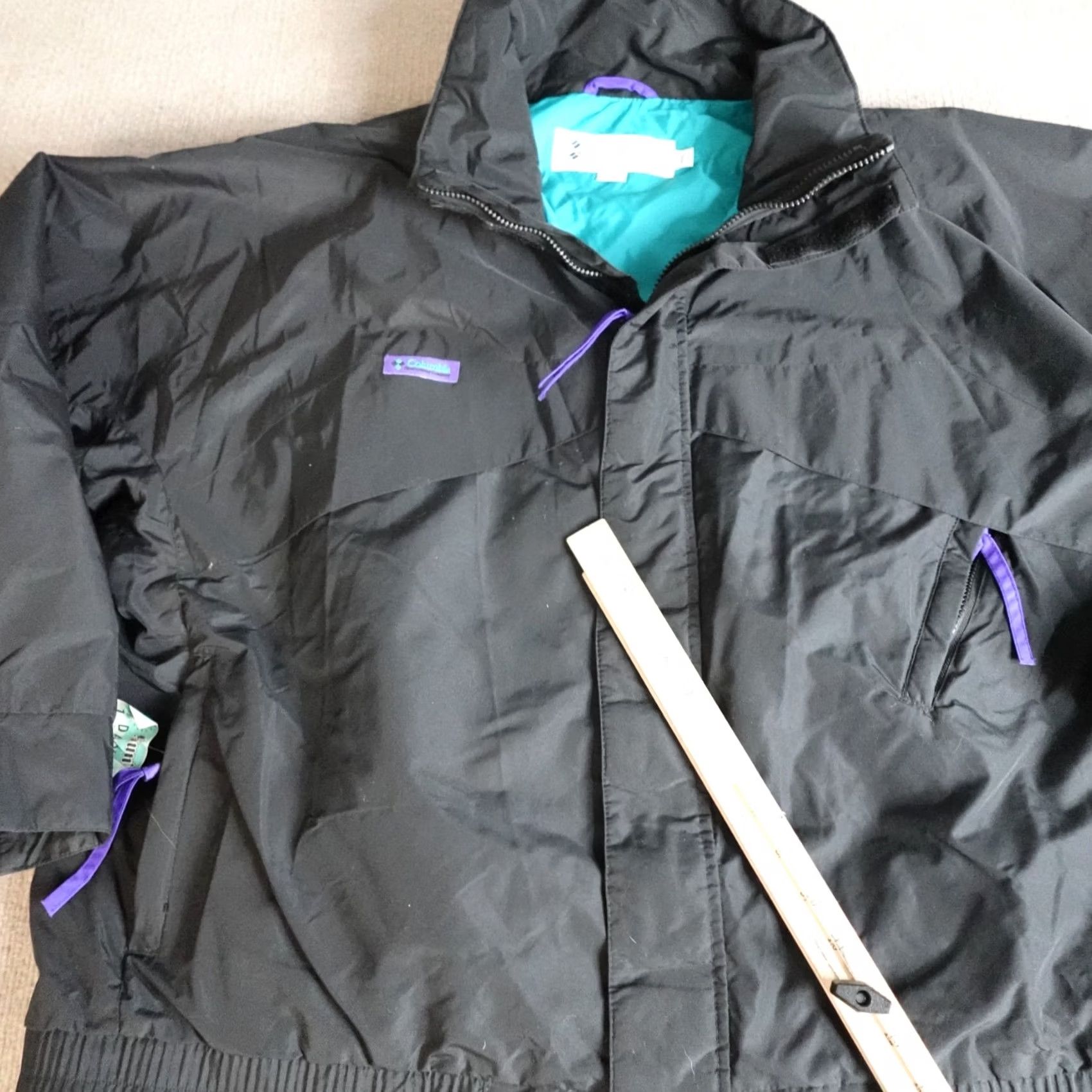 Vintage VINTAGE Columbia Mens Jacket XL Black Full Zip Radial Sleeve Whirlibird Windbreaker Hooded 90s Mens Size US XL / EU 56 / 4 - 5 Thumbnail