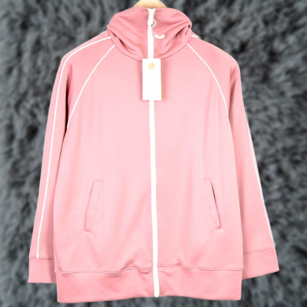 Vintage OTTOD'AME Sweatshirt Women's US 6 Pink White High Neck Pockets Full Zip Sports Size M / US 6-8 / IT 42-44 - 1 Thumbnail
