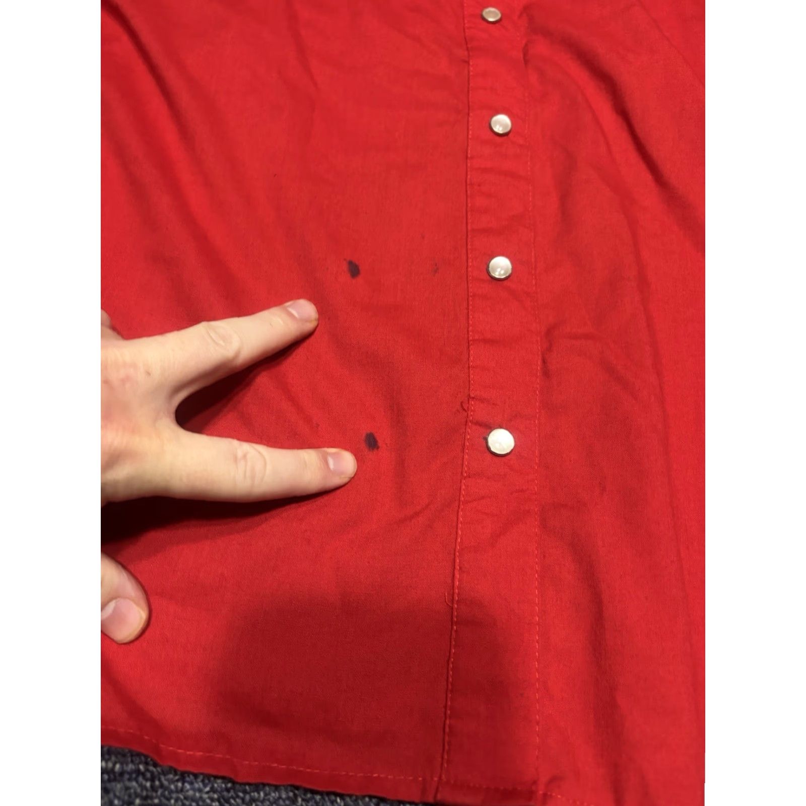 Vintage VINTAGE Ely Diamond Western Cowboy Shirt Button Red Pearl Snap XXL O6 Solid Embroidered Fold Collar Long Sleeve Men's Size US XXL / EU 58 / 5 - 2 Thumbnail