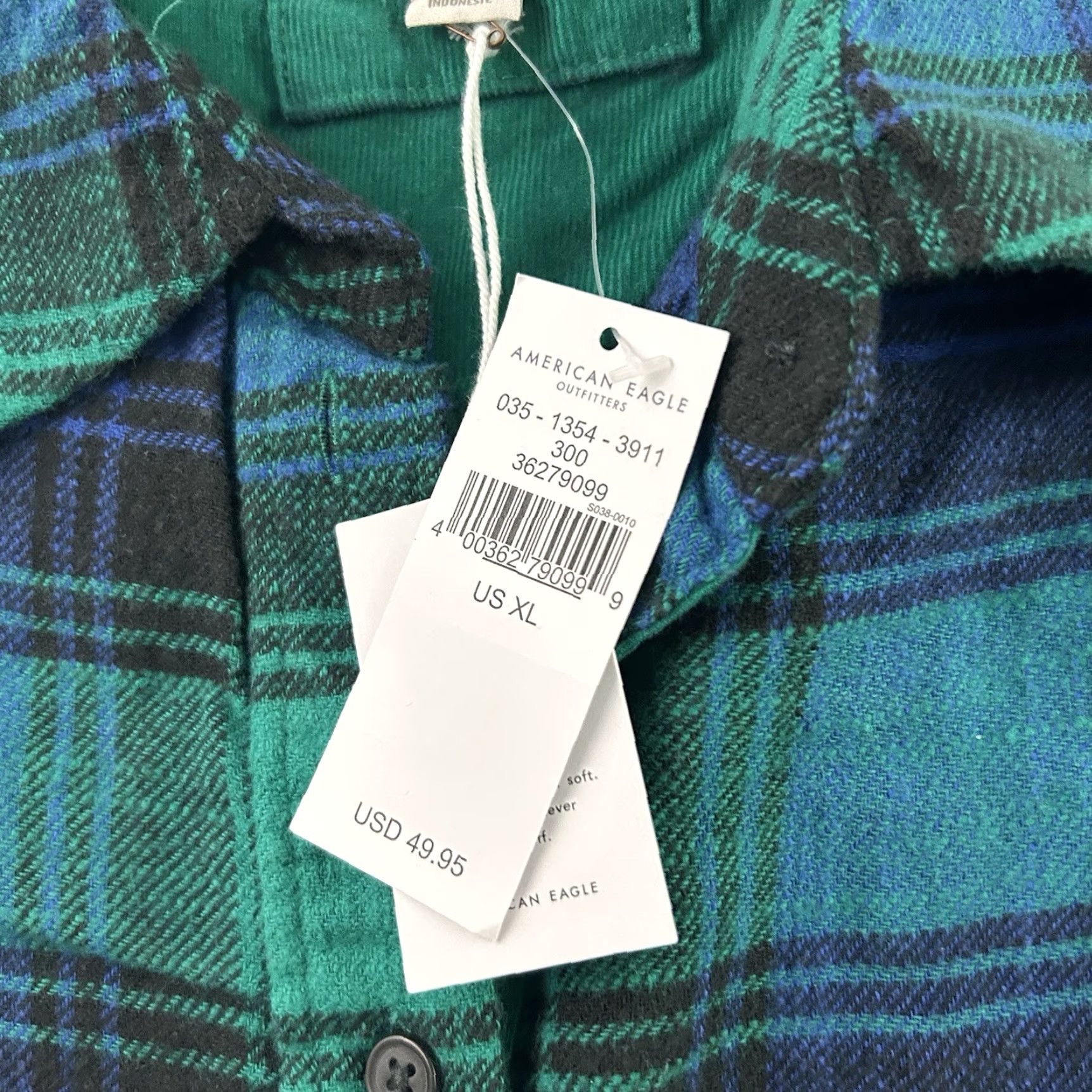 American Eagle Outfitters VINTAGE American Eagle Ahh-mazingly Soft Plaid Button Front Shirt Mens XL Green Size US XL / EU 56 / 4 - 3 Thumbnail