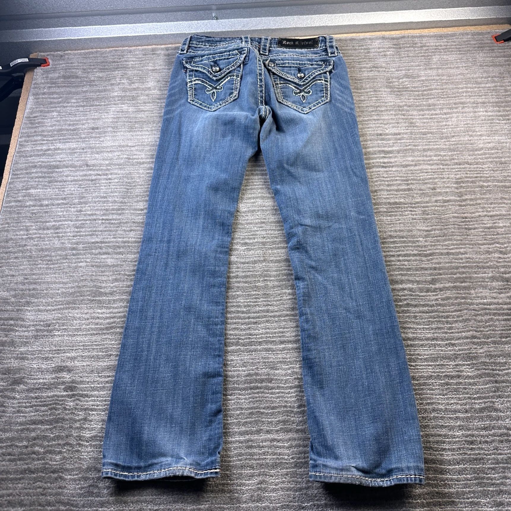 Vintage Rock Revival Jeans Womens 27 Luna Easy Boot Blue Denim Pants Flam Size 27" / US 4 / IT 40 - 3 Thumbnail