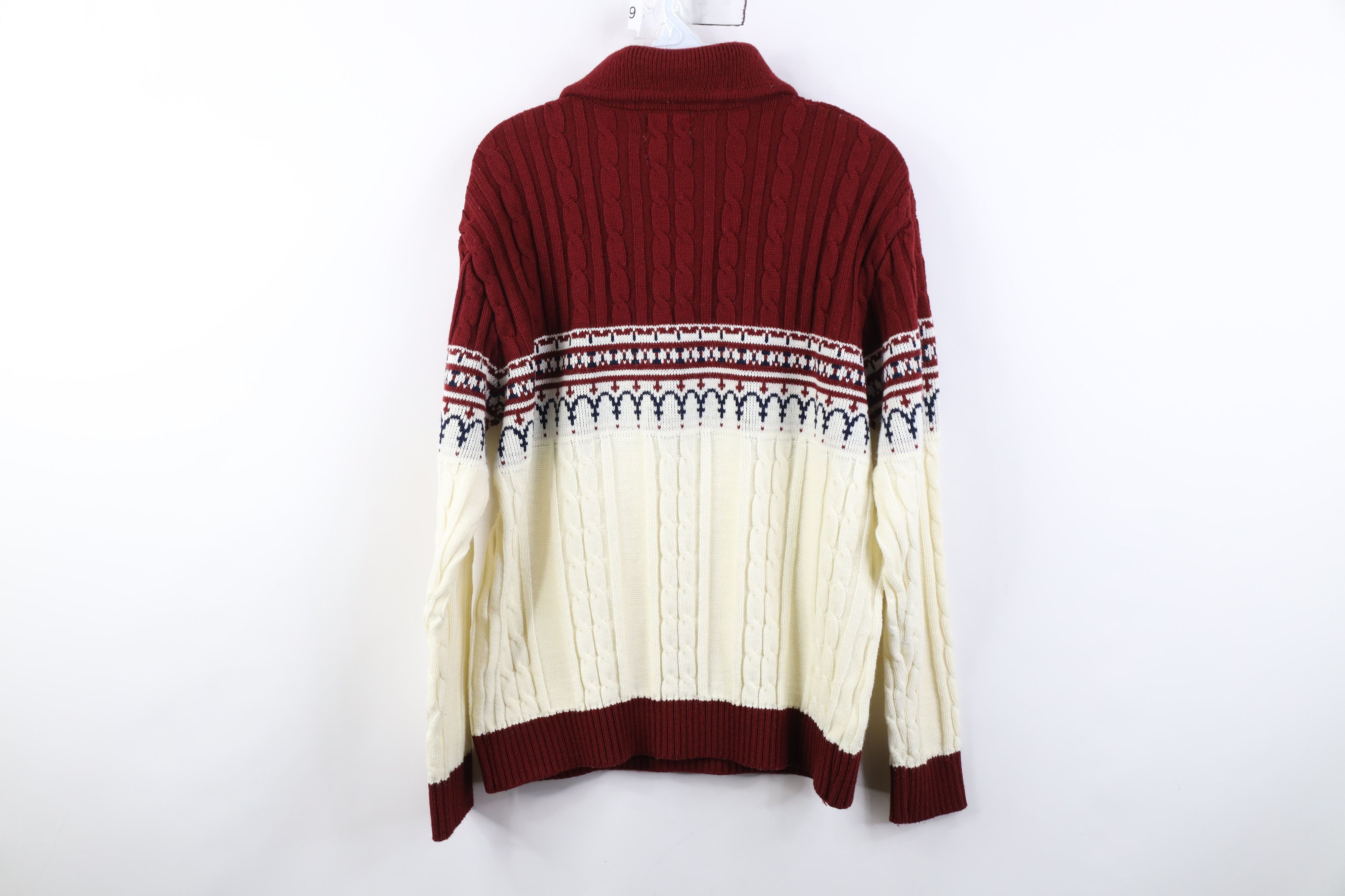 Vintage Vintage 70s Streetwear Ribbed Cable Knit Shawl Sweater Size US L / EU 52-54 / 3 - 9 Thumbnail