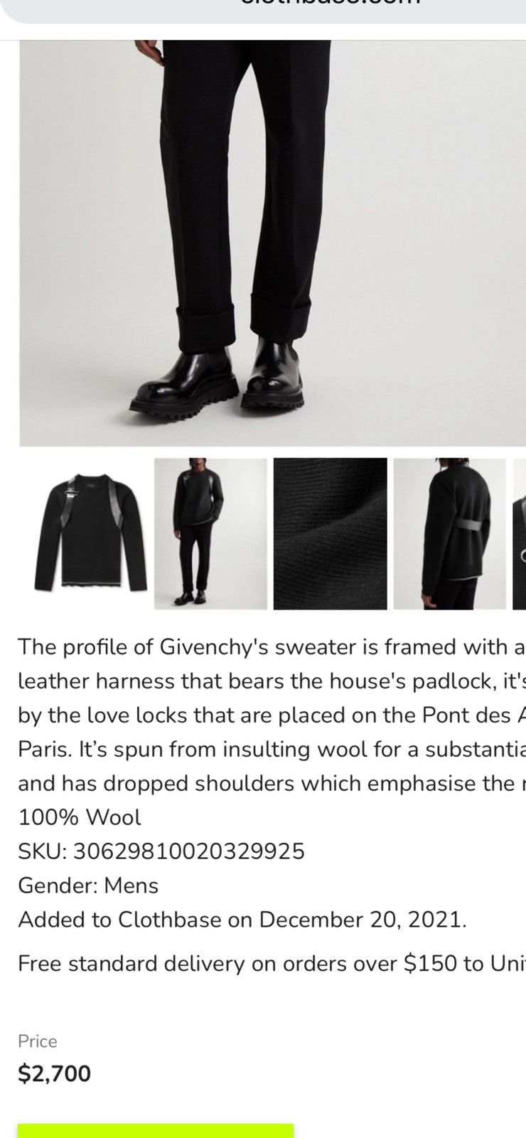 Givenchy GIVENCHY men’s leather strap sweater. XL. $2700 Size US XL / EU 56 / 4 - 2 Thumbnail