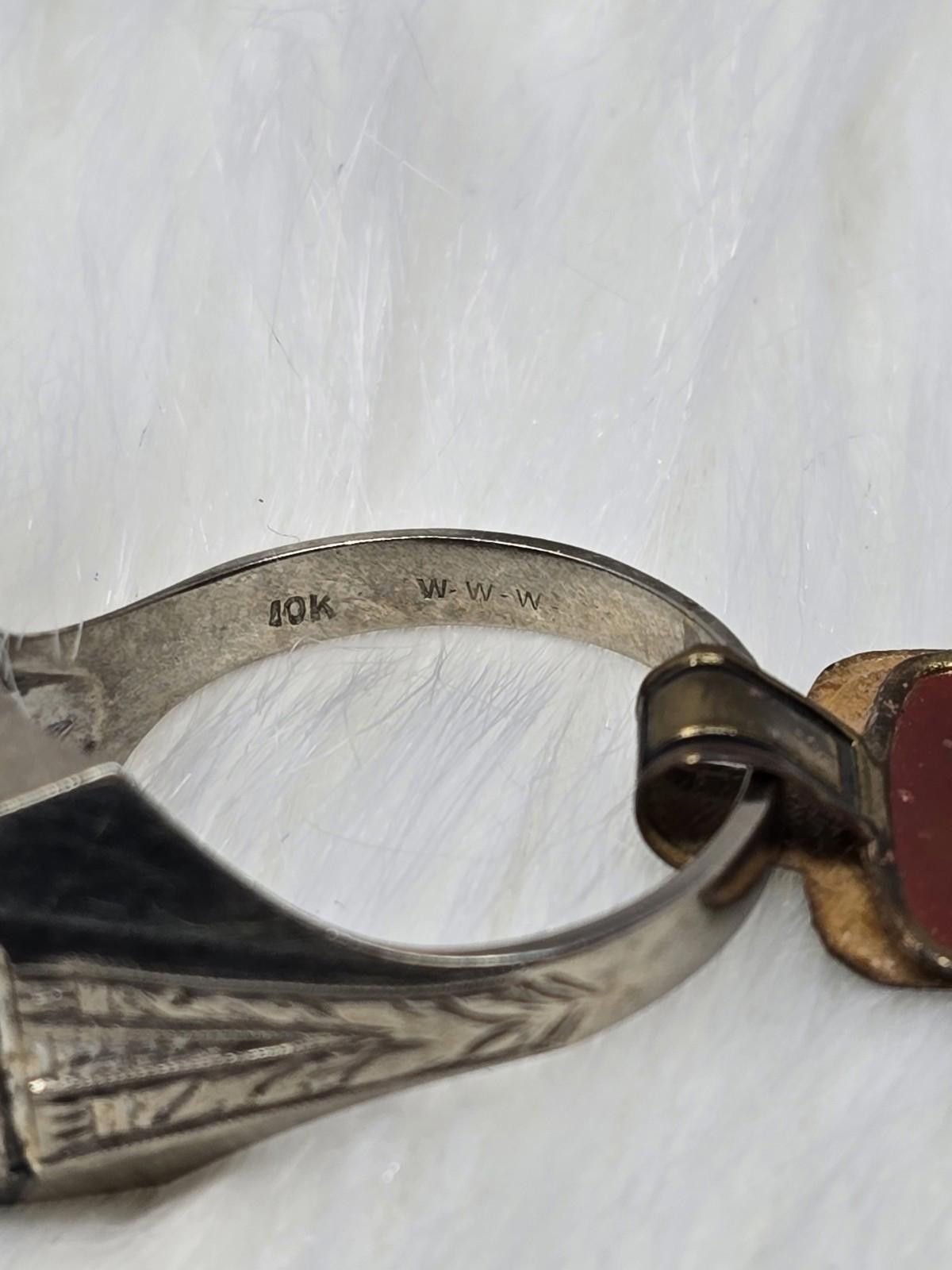 Other NOS NWT Vtg 10k Gold WWW Ring Original Tag, 1930s Art Deco Size ONE SIZE - 4 Thumbnail