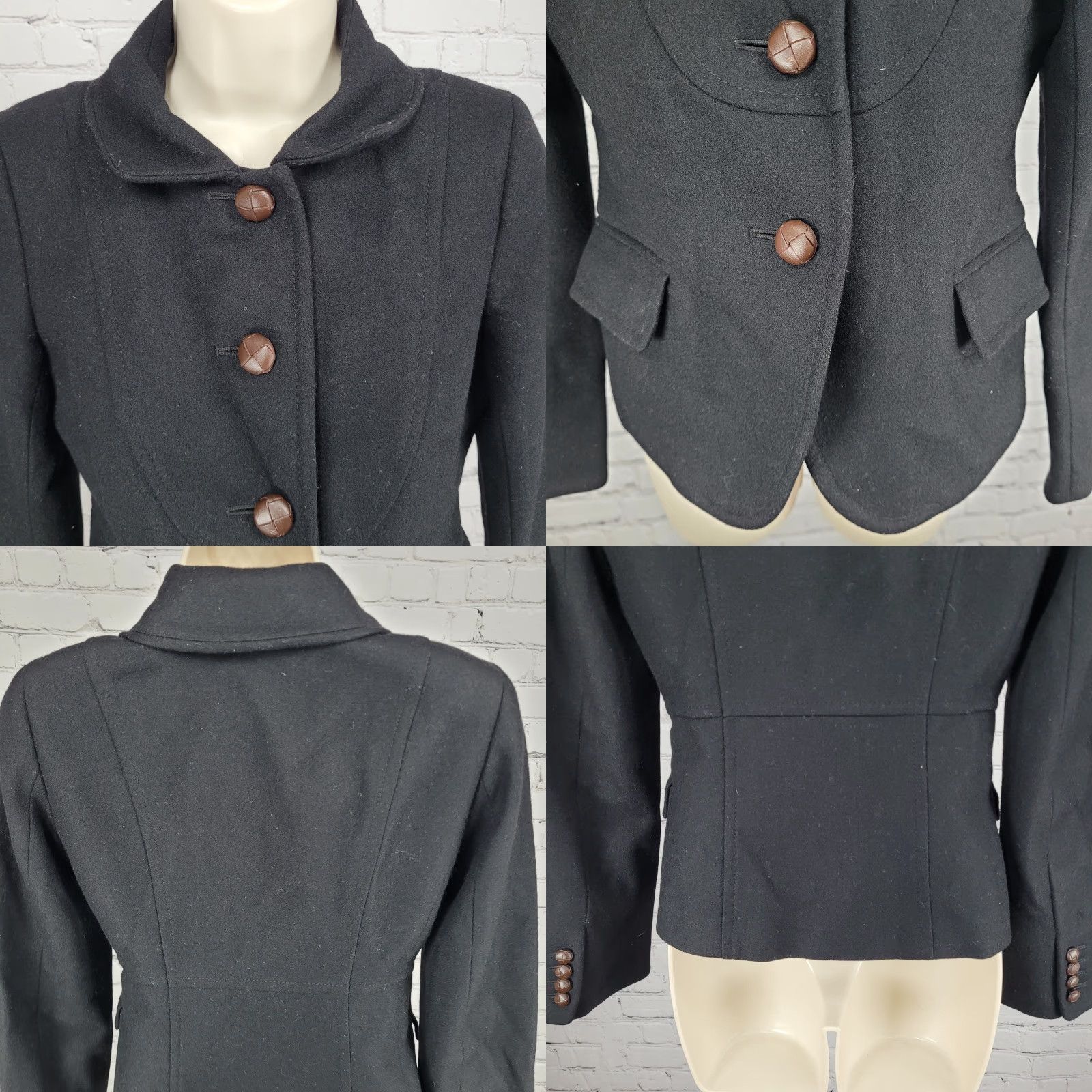 J.Crew J.CREW Jacket Black Wool Blend Brown Buttoned Lined Collared Pockets 2 Size XS / US 0-2 / IT 36-38 - 8 Thumbnail