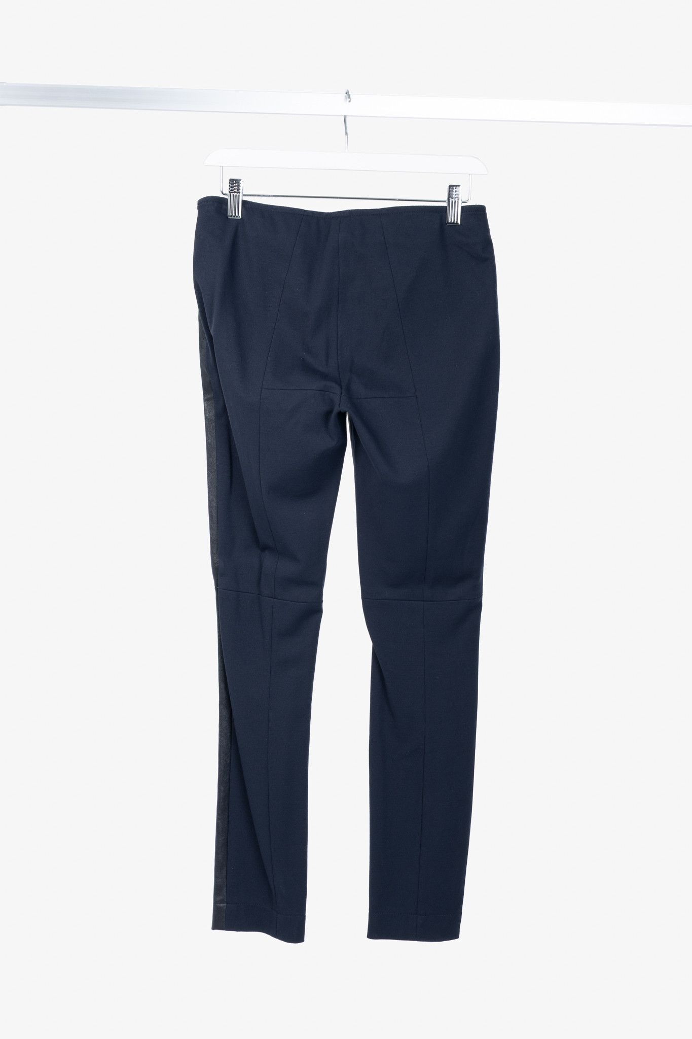 Akris Akris Punto Navy Leather & Ponte Combo Leggings Size 27" / US 4 / IT 40 - 2 Thumbnail