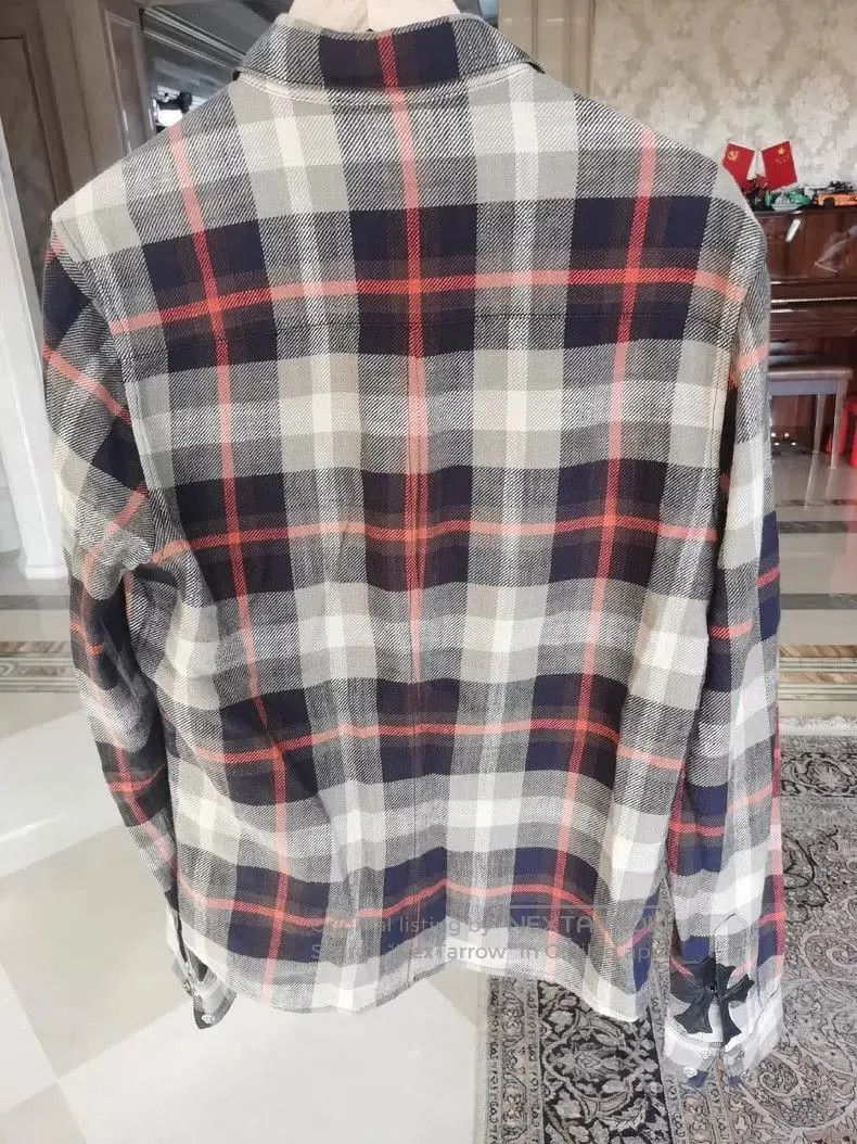 Chrome Hearts Cropped Checkered Flannel Shirt in Size M- Size US M / EU 48-50 / 2 - 2 Thumbnail