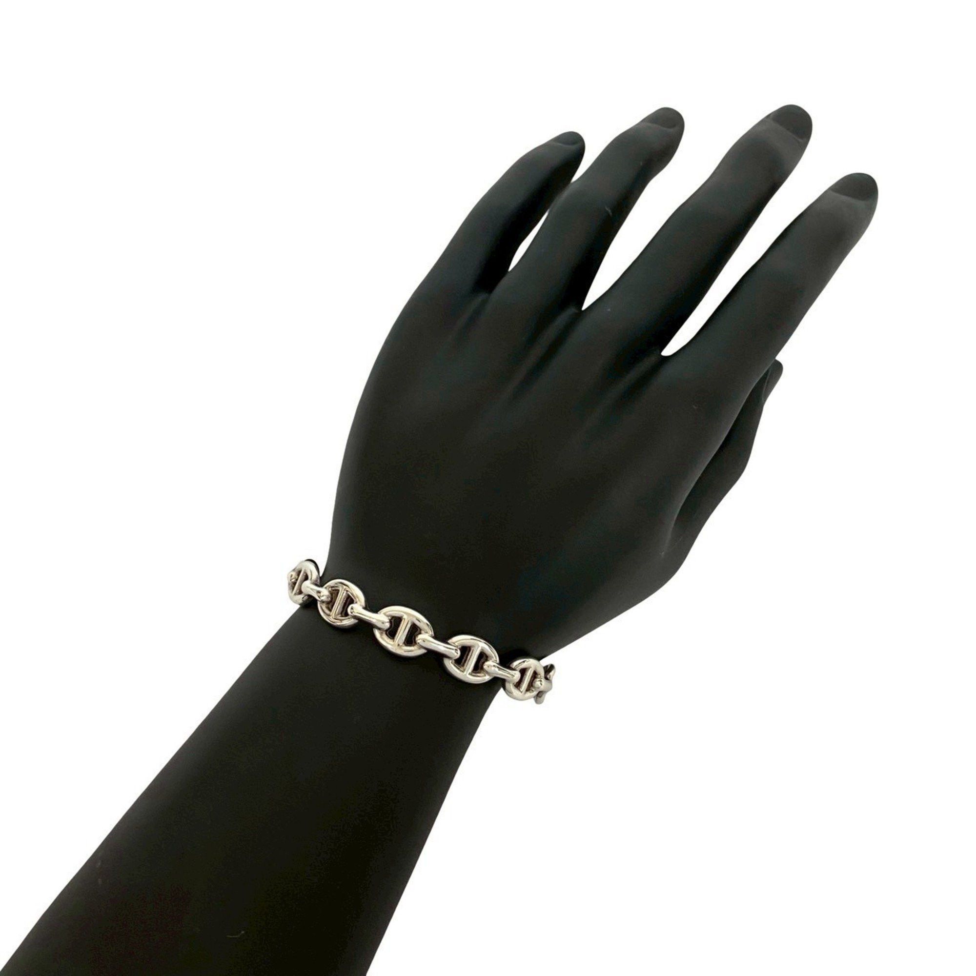 HERMES Chaine d'Ancre Enchaine Silver 925 Bangle Bracelet 03051