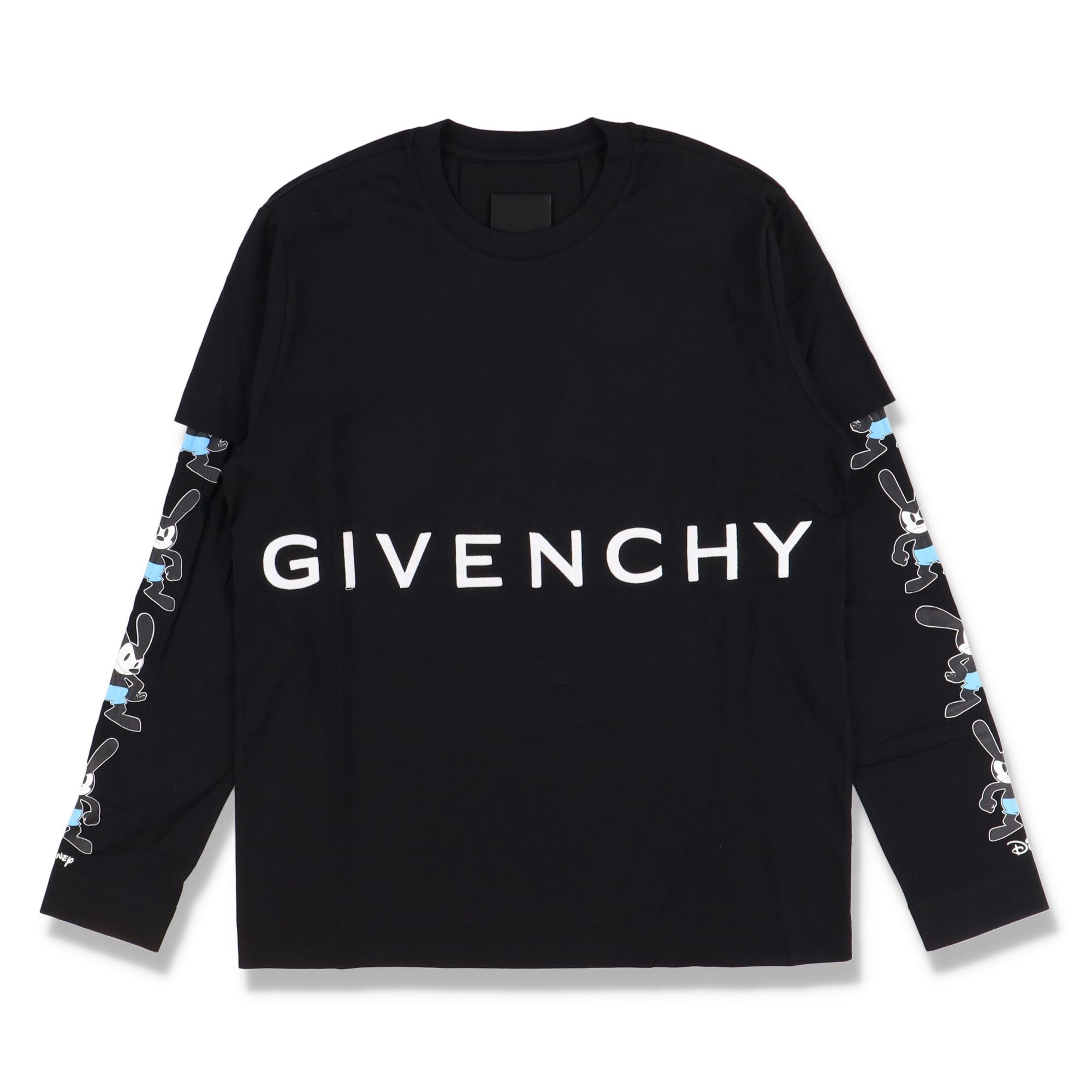 Disney × Givenchy Black Oswald Double Layered Embroidered Logo T 