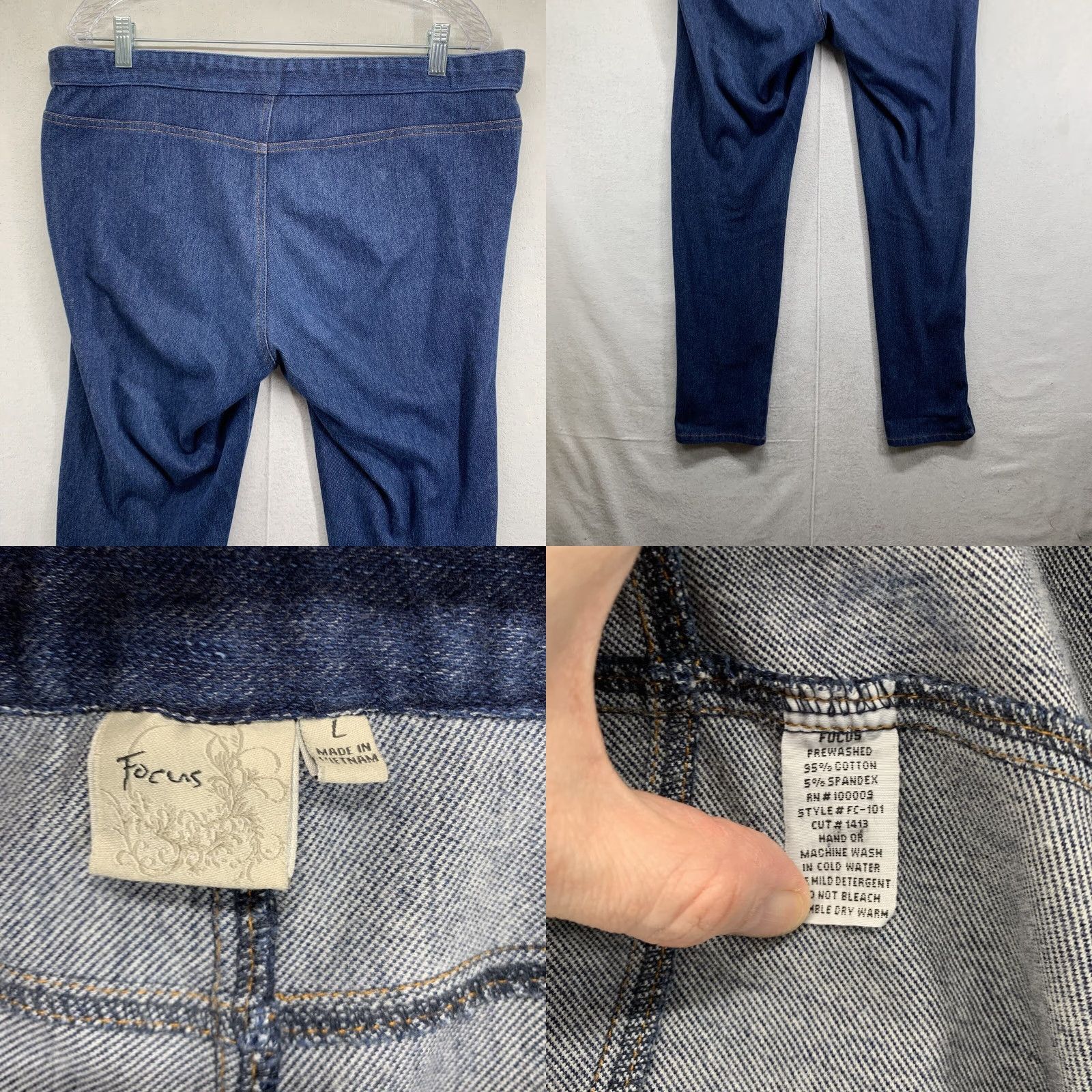 Vintage Focus Lifestyle Jeans Womens Large Blue Dark Wash Straight Leg Mid Rise Stretch Size 36" / US 14 / IT 50 - 8 Thumbnail