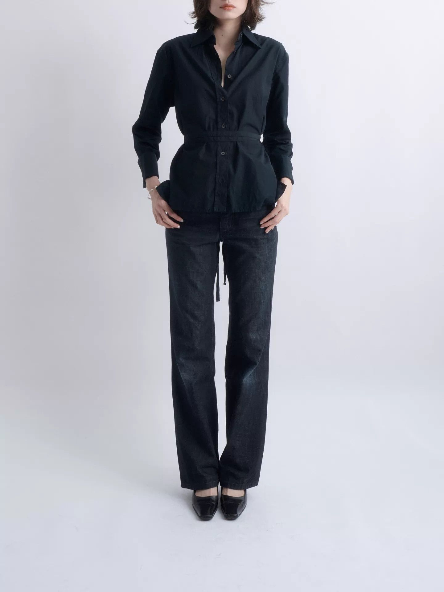 Gucci GUCCI by Tom Ford Black Tie-Waist Shirt 38 Size XS / US 0-2 / IT 36-38 - 1 Thumbnail