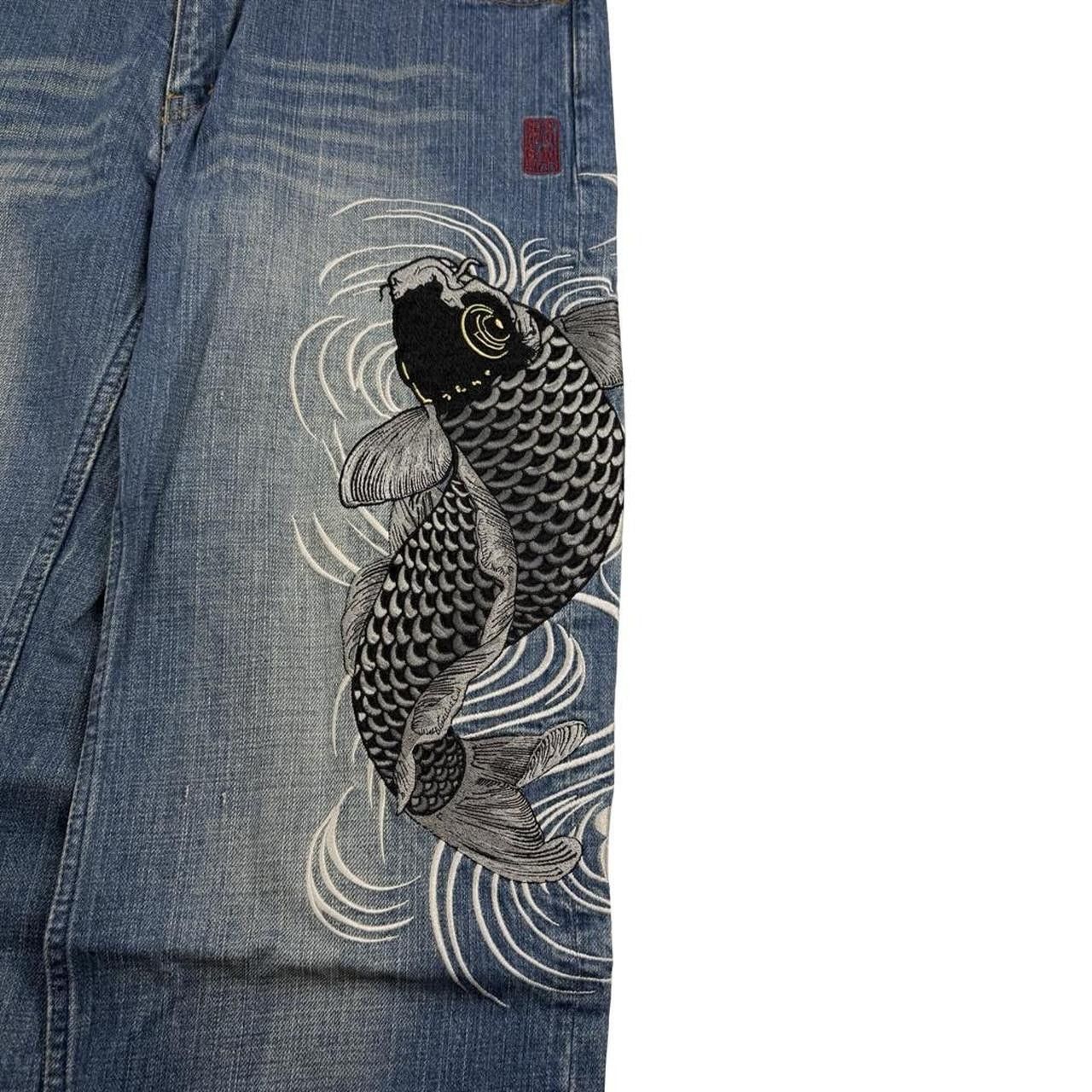 Karakuri Tamashii Karakuri Tamashii Embroidered Koi Japanese Jeans - Waist 30 Size US 30 / EU 46 - 2 Thumbnail