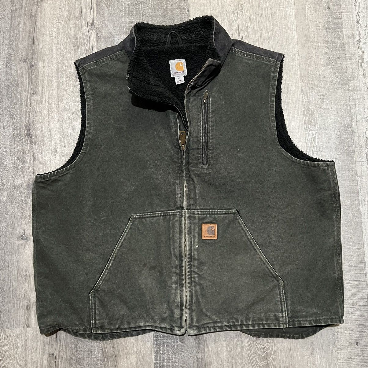 Carhartt V33 Two Tone Green/Black Sun Faded Canvas Vest XL