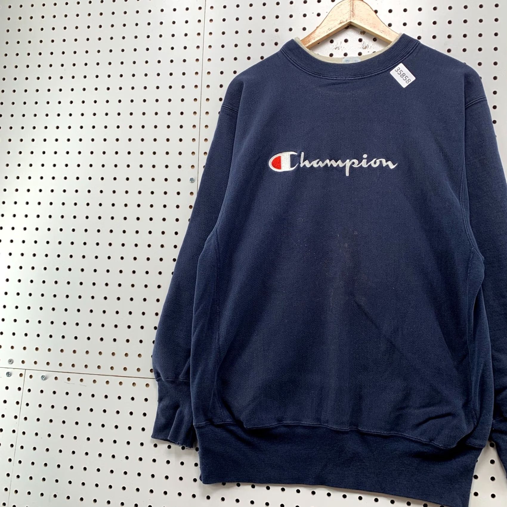 Champion VINTAGE Champion Sweatshirt Mens XL Blue Reverse Weave 90s SpellOut Distressed Size US XL / EU 56 / 4 - 3 Thumbnail