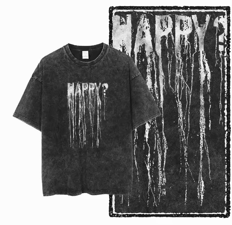 Japanese Brand Washed Out T Shirt Happy ? Size US S / EU 44-46 / 1 - 2 Thumbnail