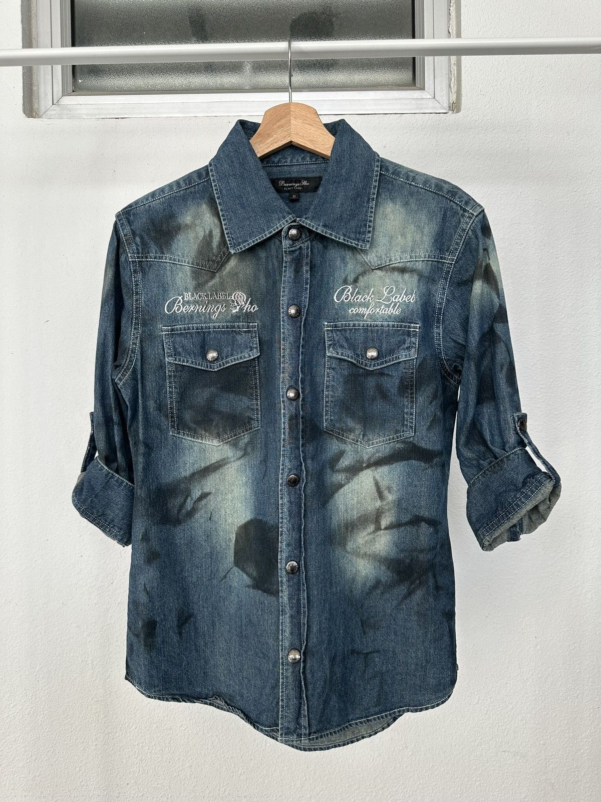 BERNINGS SHO 00's Berning Sho Black Label dirty mud max denim shirt Size US M / EU 48-50 / 2 - 13 Thumbnail
