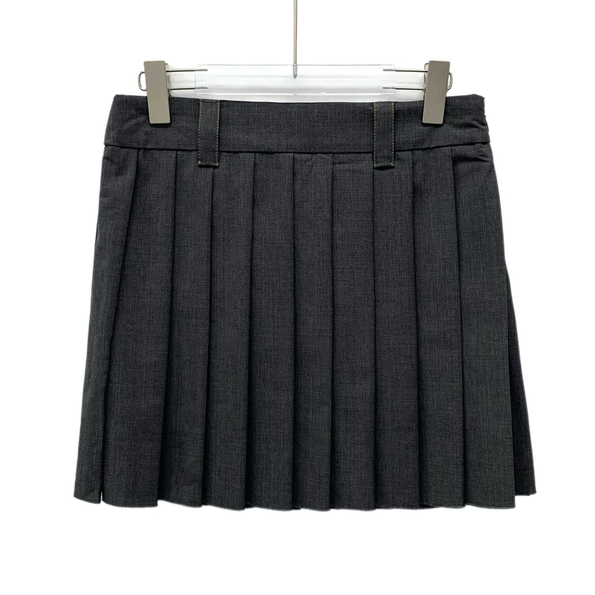 Miu Miu Miu Miu Dark Gray Pleated Wool Skirt Size US 36 / EU 52 - 1 Thumbnail
