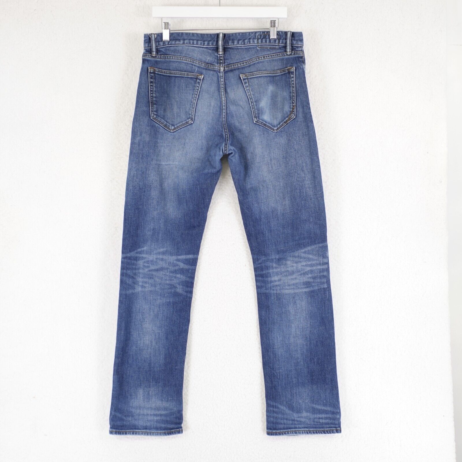 Banana Republic Banana Republic Straight Blue Stone Wash Whiskering Mid Rise Size US 33 - 4 Thumbnail
