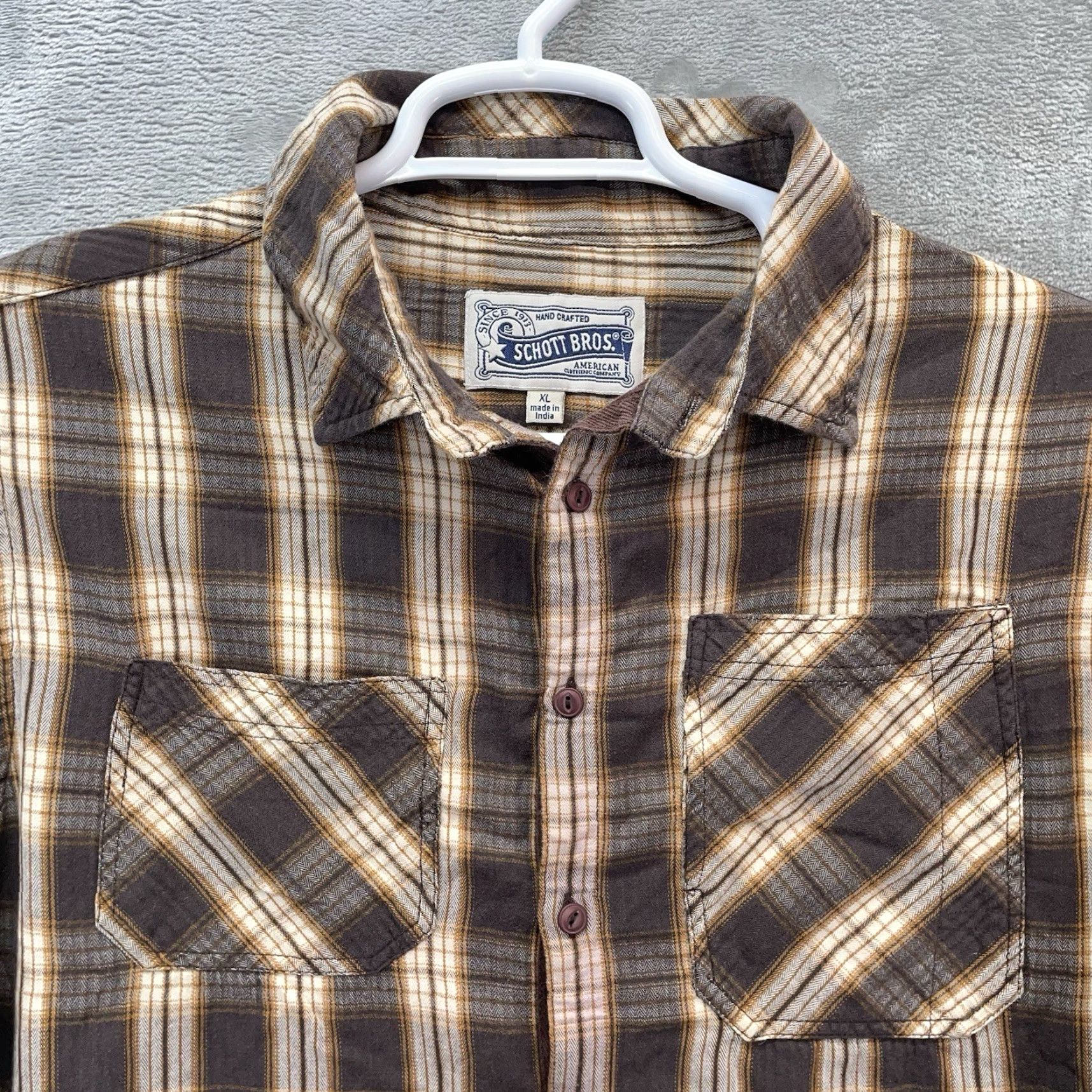 Schott Schott NYC Shirt Men's XL Lightweight Cotton Chest Pockets Plaid Workwear Size US XL / EU 56 / 4 - 2 Thumbnail