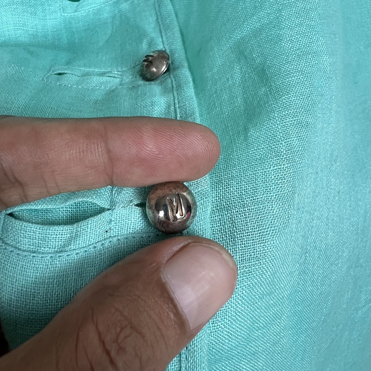 Claude Montana 🔥 Vintage Claude Montana Steel Button Up Linen shirt Size S / US 4 / IT 40 - 12 Thumbnail