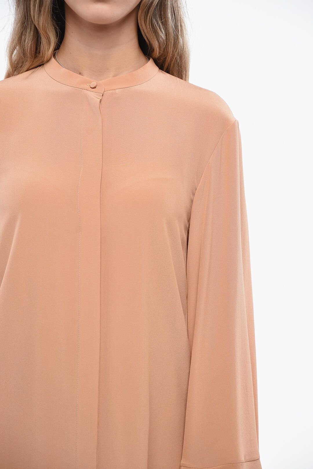 Chloe og1mm1125 Silk Shirtdress in Beige Size M / US 6-8 / IT 42-44 - 3 Thumbnail