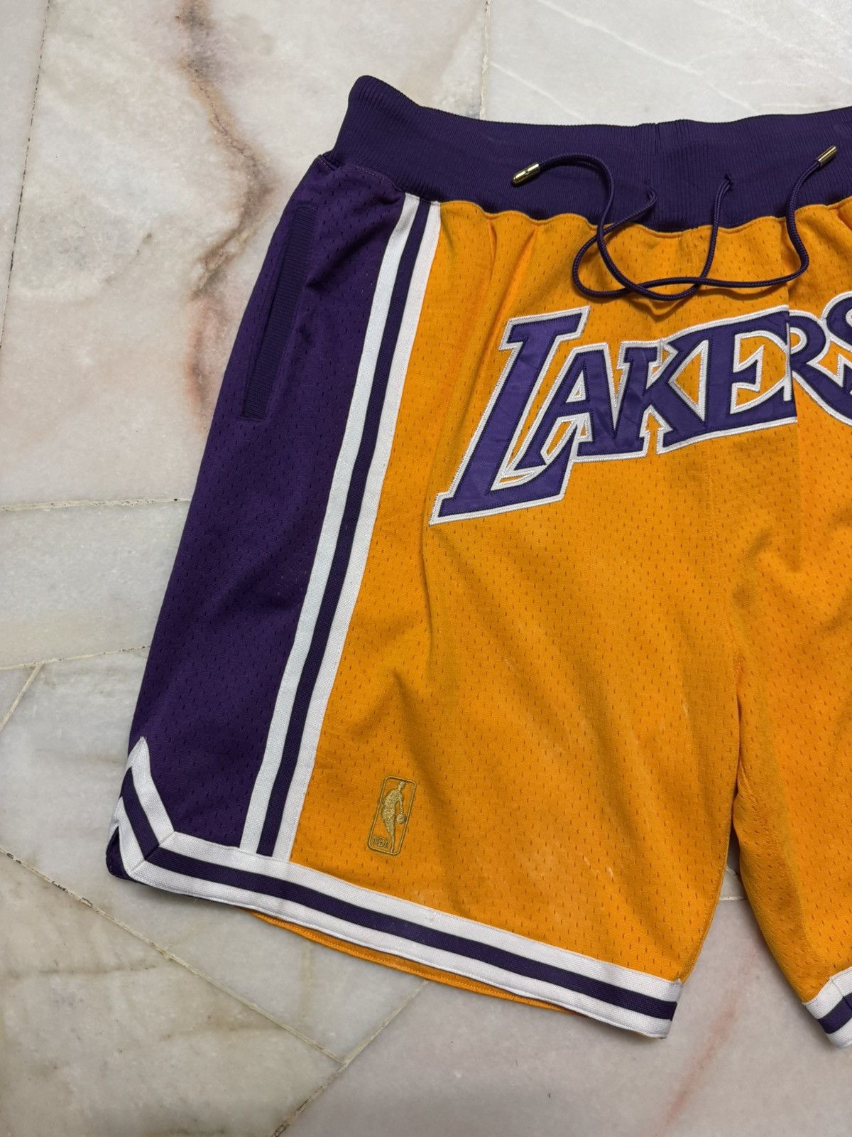 NBA 💥JUST x DOM MITCHELL & NESS LAKERS SHORT NBA JERSEY Size US 36 / EU 52 - 4 Thumbnail