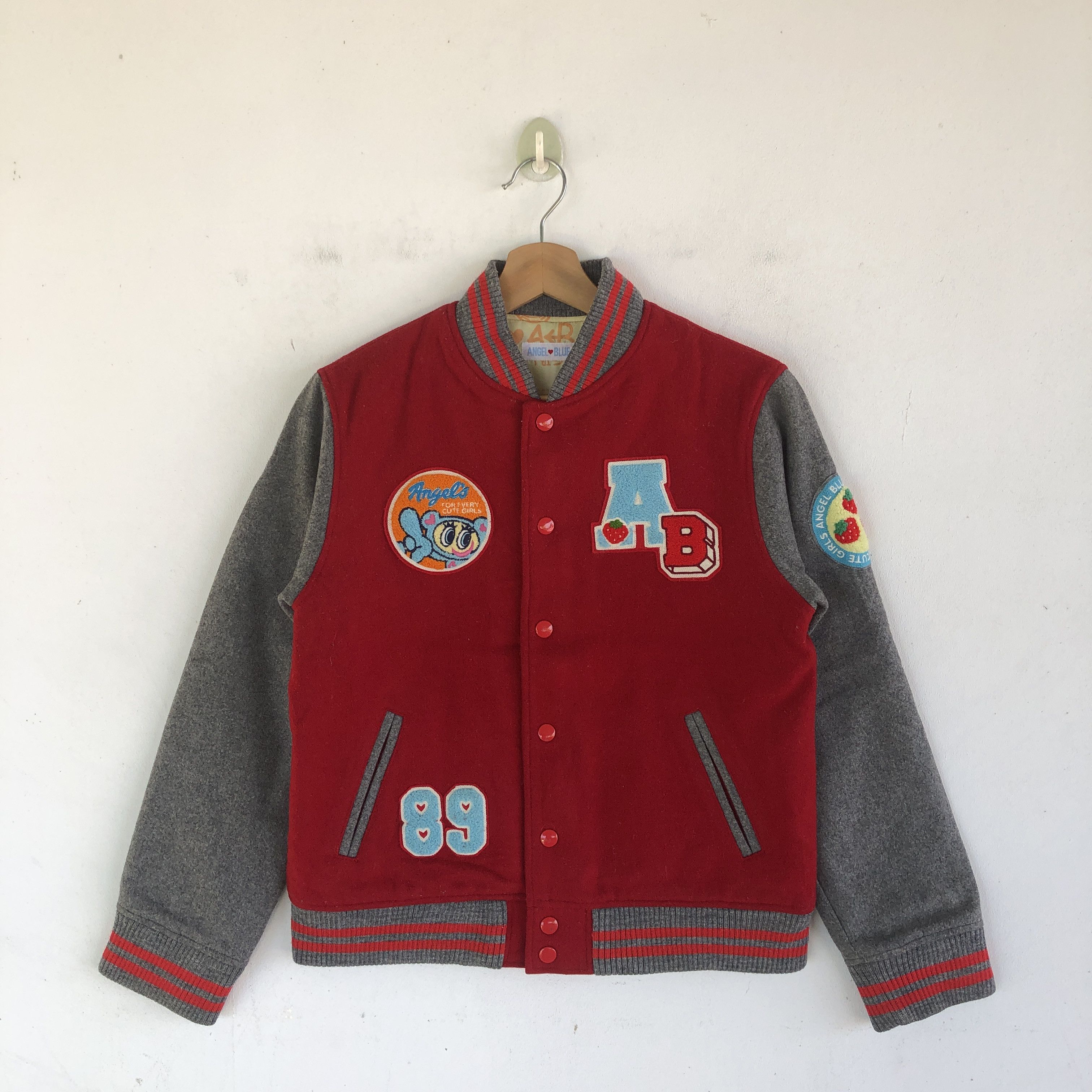 Japanese Brand × Vintage Vintage Angel Blue Letterman Patches Varsity Wool Jacket Size XS / US 0-2 / IT 36-38 - 1 Thumbnail