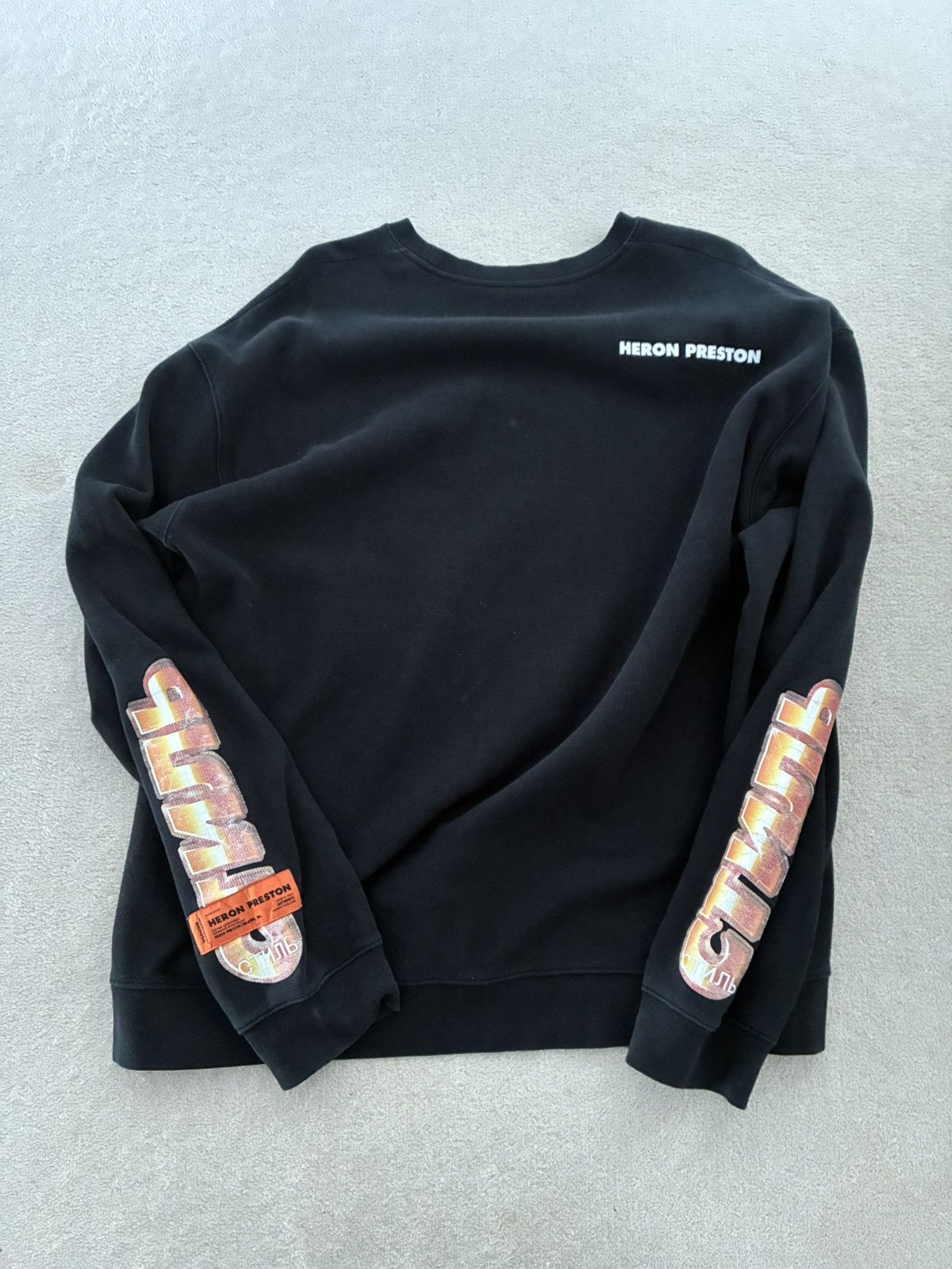 Heron Preston Black Logo Print Cotton Crew Neck Sweatshirt