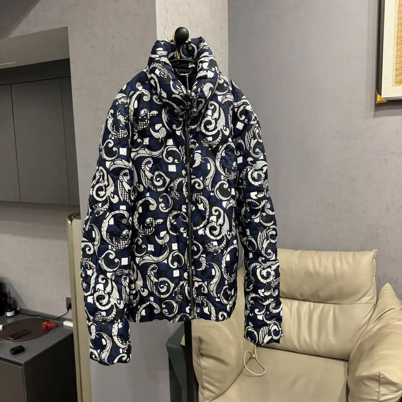 Versace Versace Blue Patterned Men's Down Jacket 0089 Size US XXL / EU 58 / 5 - 1 Thumbnail