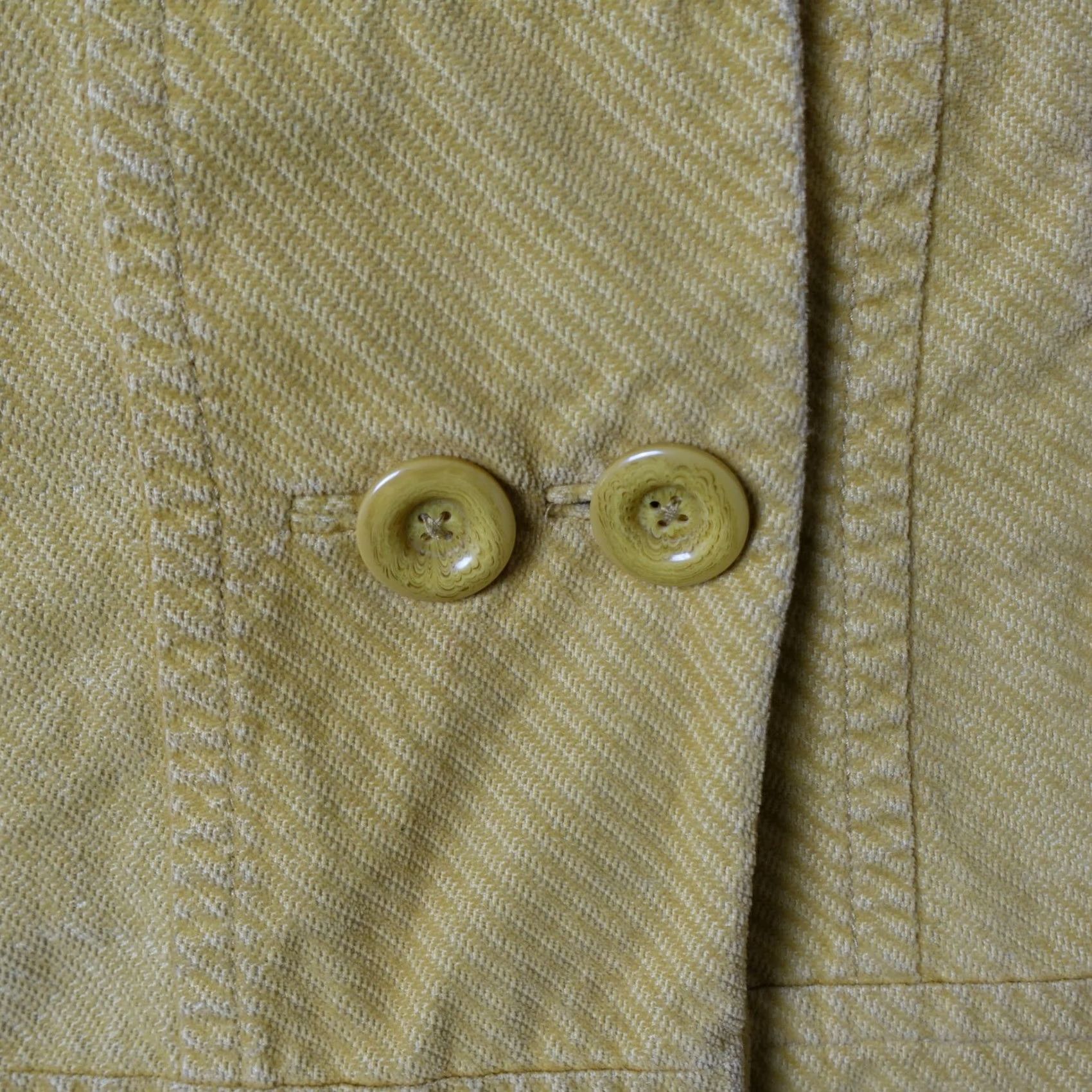 Anthropologie Elevenses Jacket Mens 4 Yellow Trench Coat Corduroy VTG Pattern Solid Long Sleeve Button Zip Casual Travel All Seasons Pockets 90s Classic Size S / US 4 / IT 40 - 3 Thumbnail