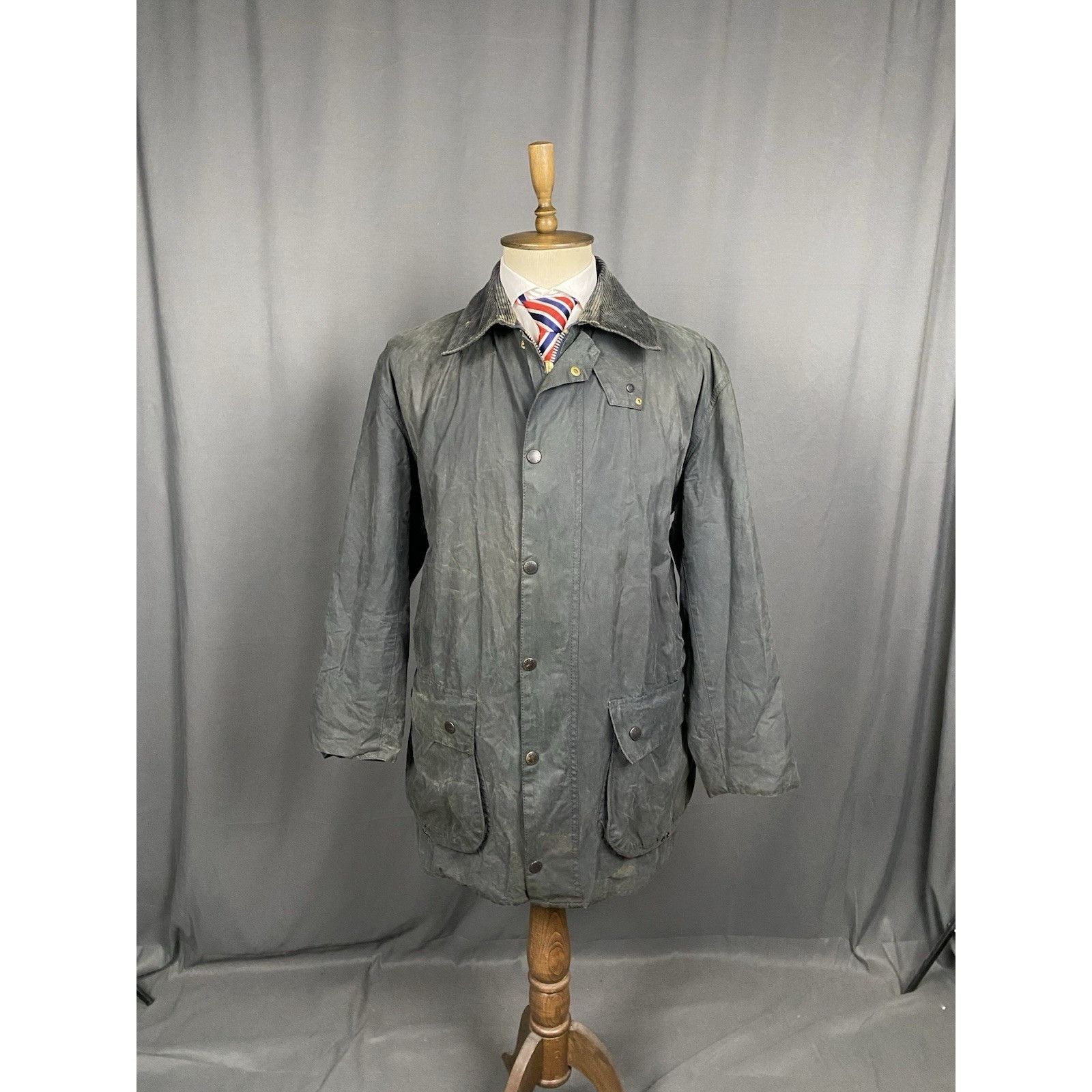 Barbour Barbour Border Vintage Men's Blue Waxed Jacket Size C44 Size US L / EU 52-54 / 3 - 4 Thumbnail