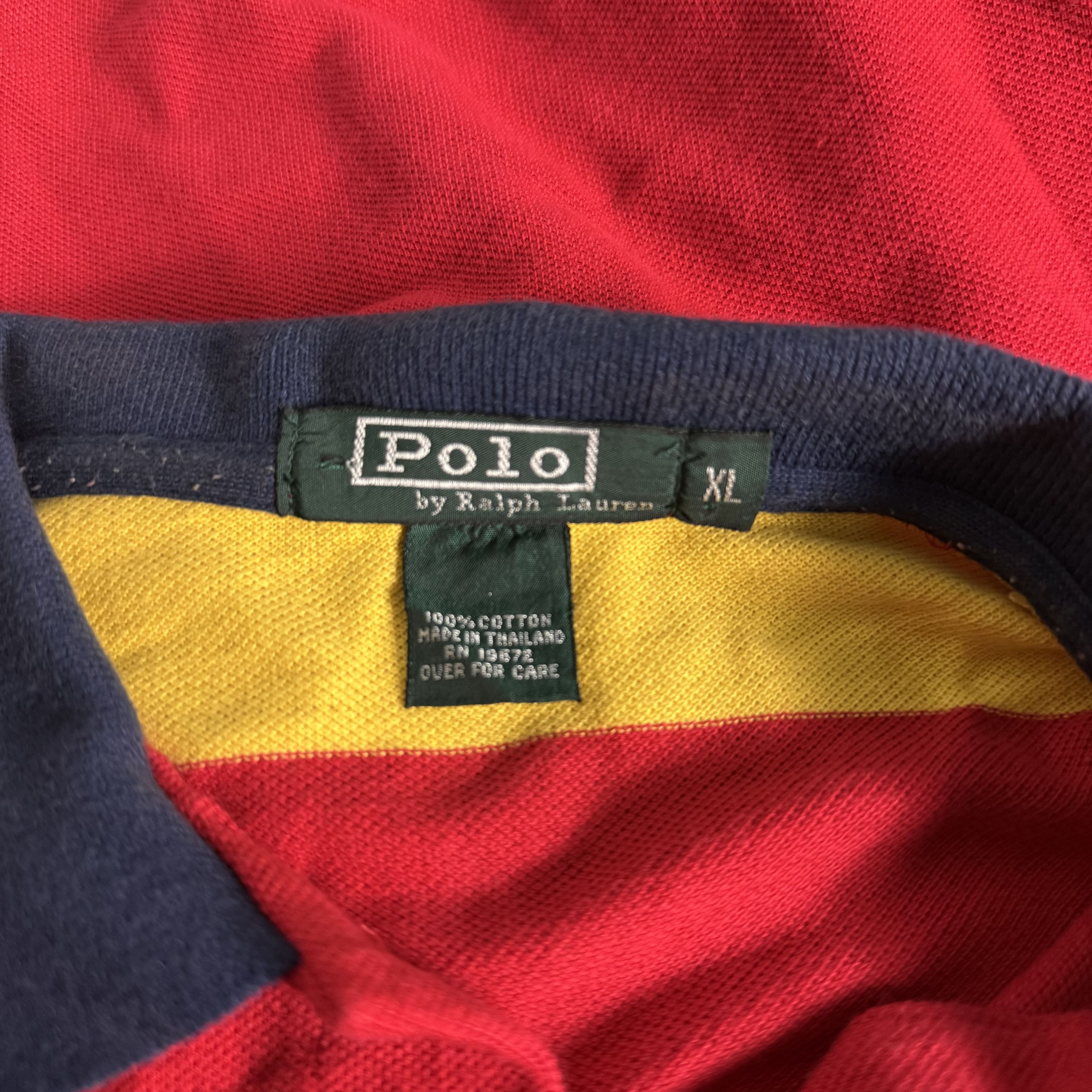 Polo Ralph Lauren 🔥RARE🔥Vintage Polo Ralph Lauren Stripes Rasta Polo Shirt Size US XL / EU 56 / 4 - 5 Thumbnail