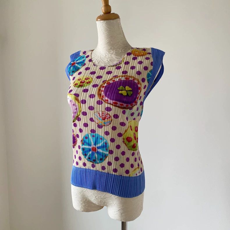 Issey Miyake Issey Miyake Blue cookie pleated short-sleeved shirt Size L / US 10 / IT 46 - 5 Thumbnail
