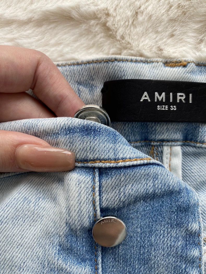Amiri Amiri Washed blue and white cashew flower patchwork MX1 jea Size US 33 - 6 Thumbnail