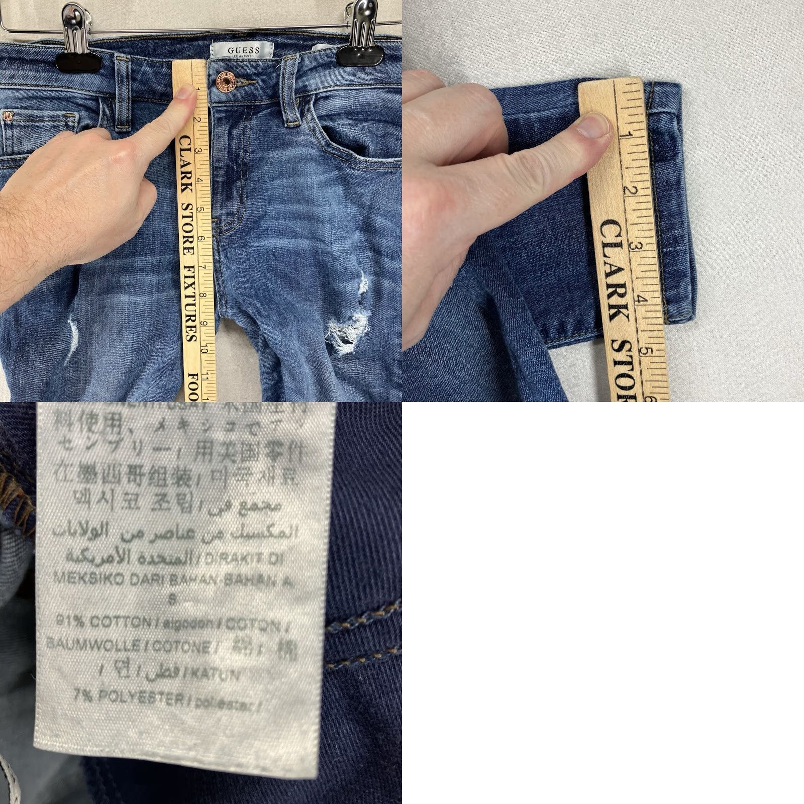 Guess GUESS Skinny Jeans Women 28 Blue Denim Mid Rise Distressed Zip Fly 5-Pocket Curvy Classic Modern Size 28" / US 6 / IT 42 - 10 Thumbnail