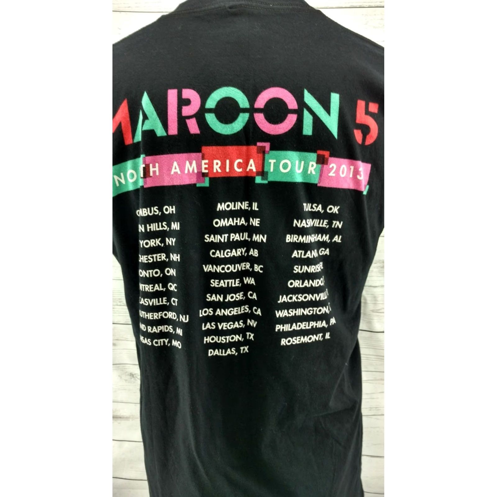 American Apparel Maroon 5 North American Concert Tour Pop Rock Music Fan Black T Shirt sz L Mens Shirt Graphic Tee 2013 Tour Size L / US 10 / IT 46 - 5 Thumbnail