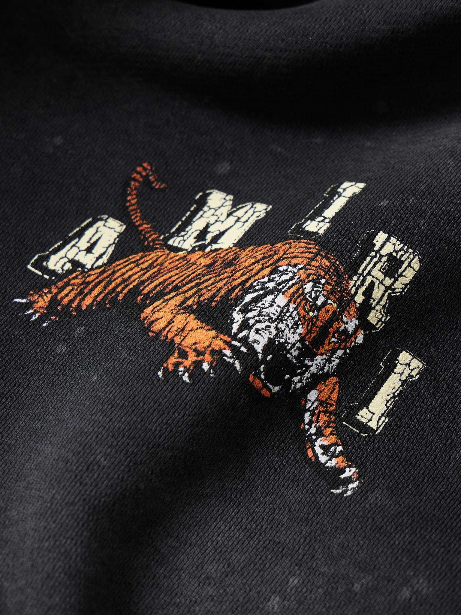 Amiri o1w1db11224 Distressed Logo-Print Cotton-Jersey Hoodie Black Size US L / EU 52-54 / 3 - 4 Thumbnail