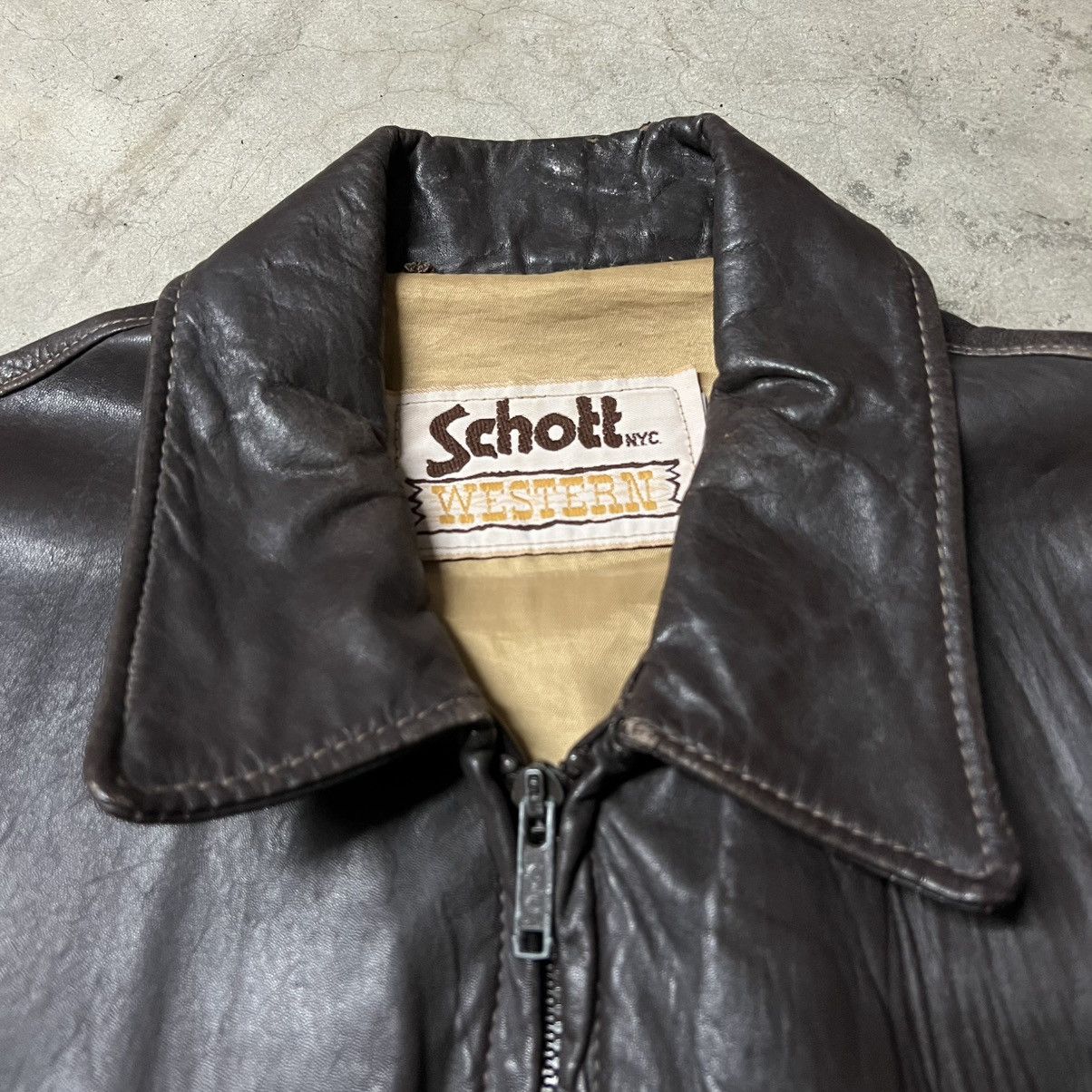 Schott × Vintage Vintage 70’s Schott NYC 🇺🇸 “Western” Brown Leather Jacket Size US L / EU 52-54 / 3 - 5 Thumbnail