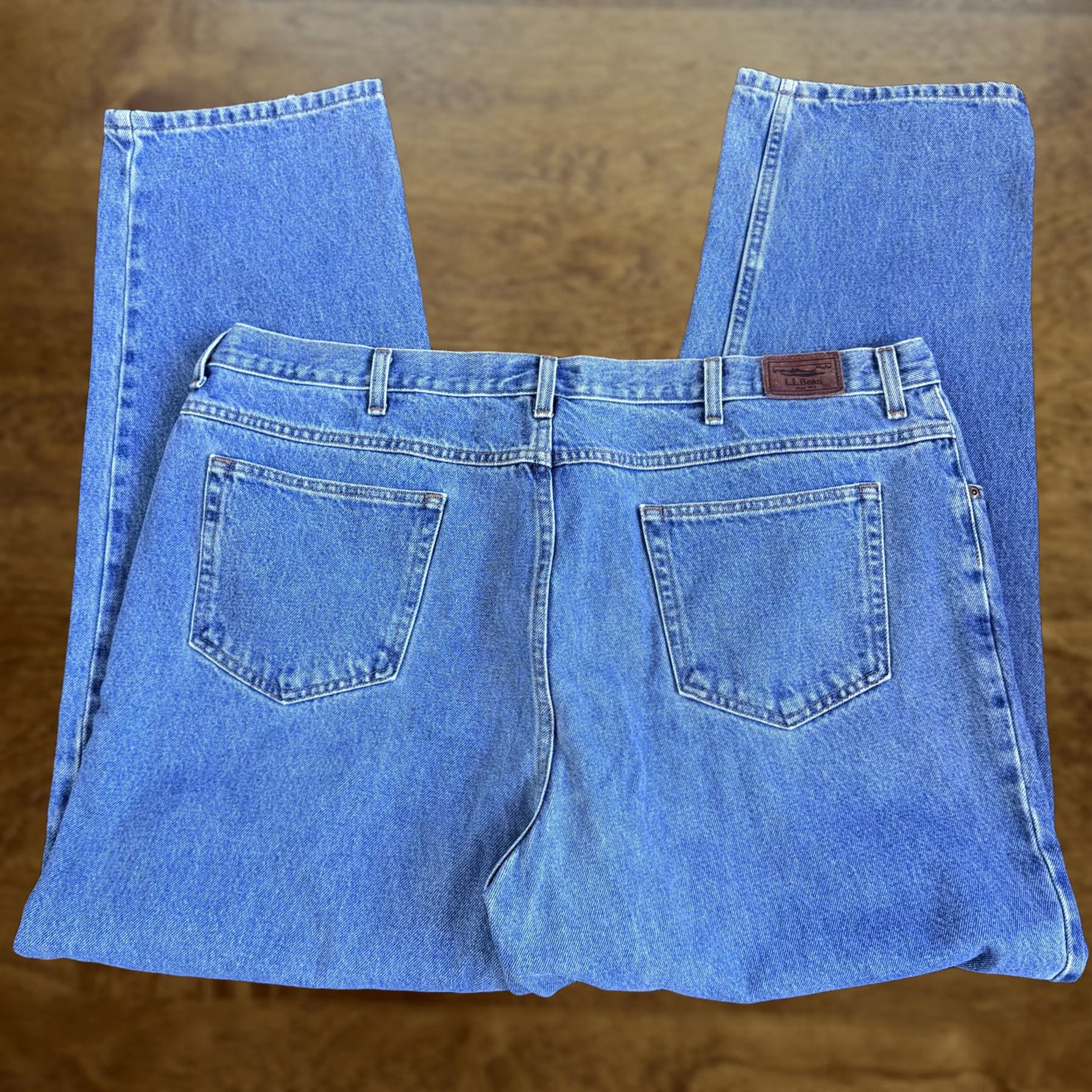 Vintage L.L. Bean Jeans Mens 44x34 Light Wash Blue Denim Relaxed Straight Fit Casual Men Jeans Size US 44 / EU 60 - 1 Thumbnail