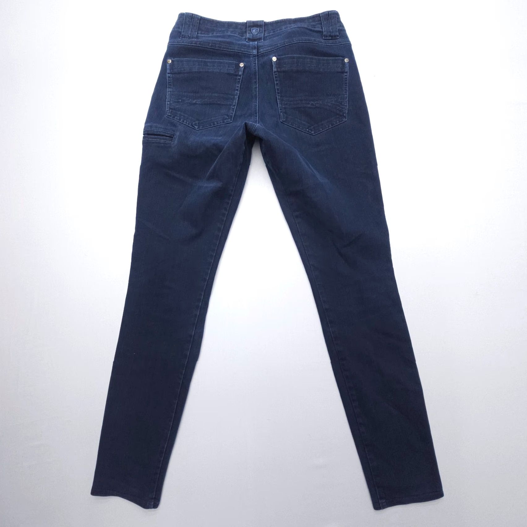 Denime Kuhl Indigo Dye Denim Jeans Danzr Performance Womens 28 x 30 Low Rise Dark Wash Skinny Stretch Denim Jeans Women's Blue 90s Theme Men/Boys/Girls? Size 28" / US 6 / IT 42 - 2 Thumbnail