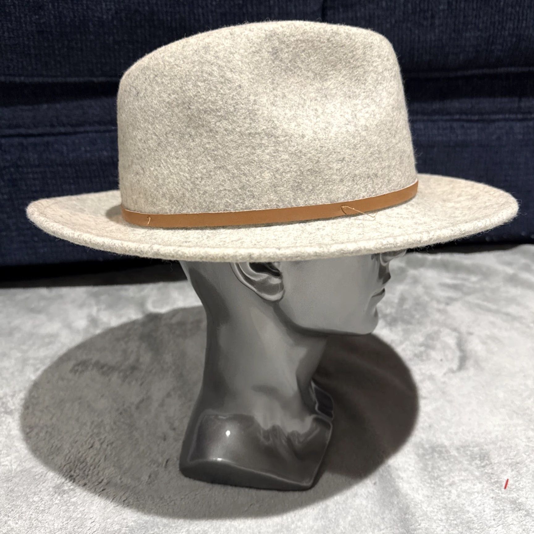 Vintage Will + Bear Hat Mens Fedora Wool Brim Wide Brim Gray Outdoor Travel Hike Western Medium M Felt Wool Fedora Mens Size ONE SIZE - 3 Thumbnail