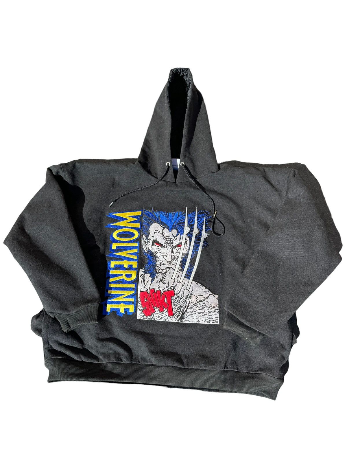 image of Wolverine Canvas Hoodie Big Face X-Men Jim Lee Comics in Black, Men's (Size XL)